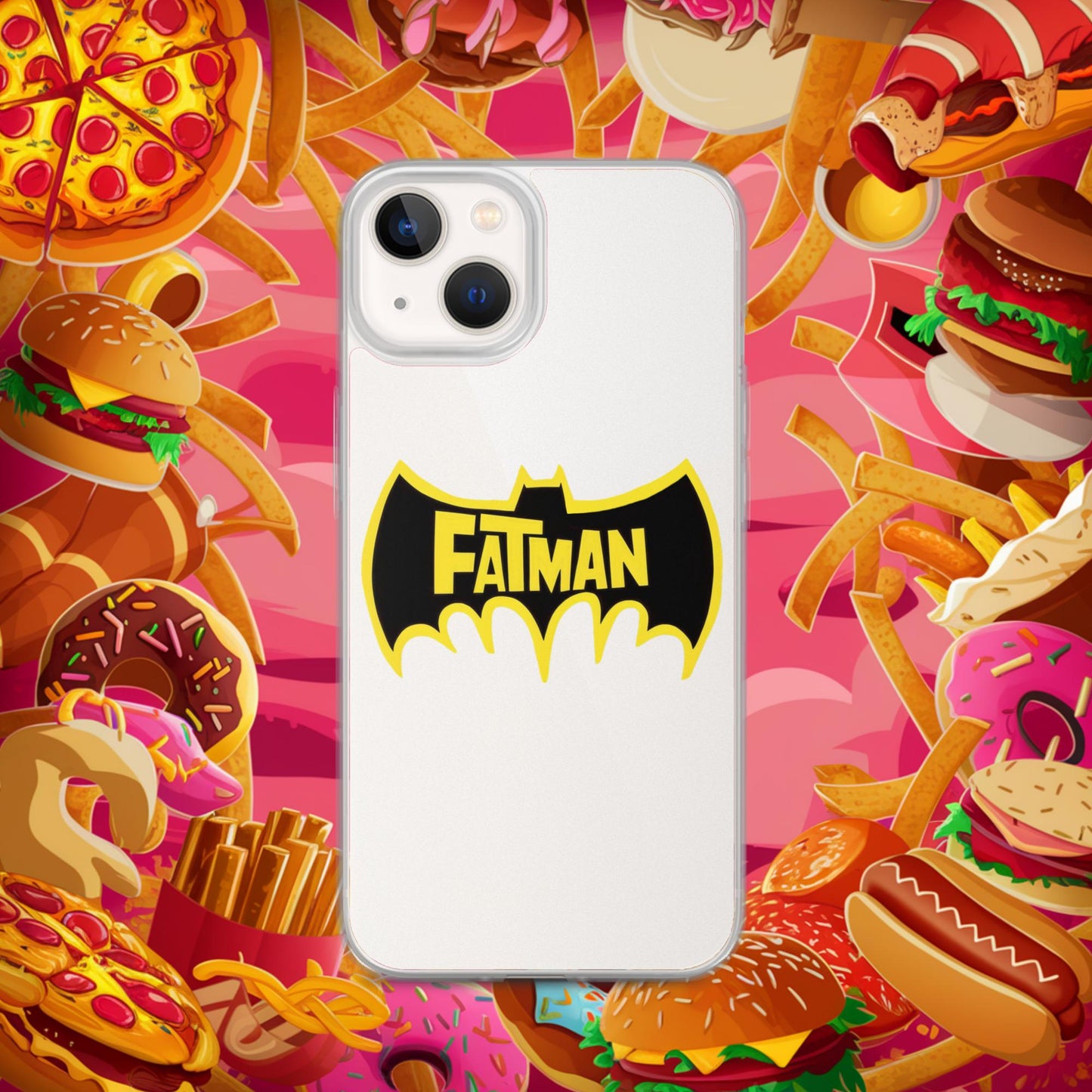 FatMan Funny Fat Superhero Clear Case for iPhone iPhone 13 Mobile Phone Cases Batman Movies Superheroes Next Cult Brand
