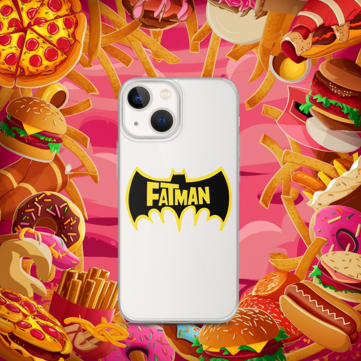 FatMan Funny Fat Superhero Clear Case for iPhone iPhone 13 mini Mobile Phone Cases Batman Movies Superheroes Next Cult Brand