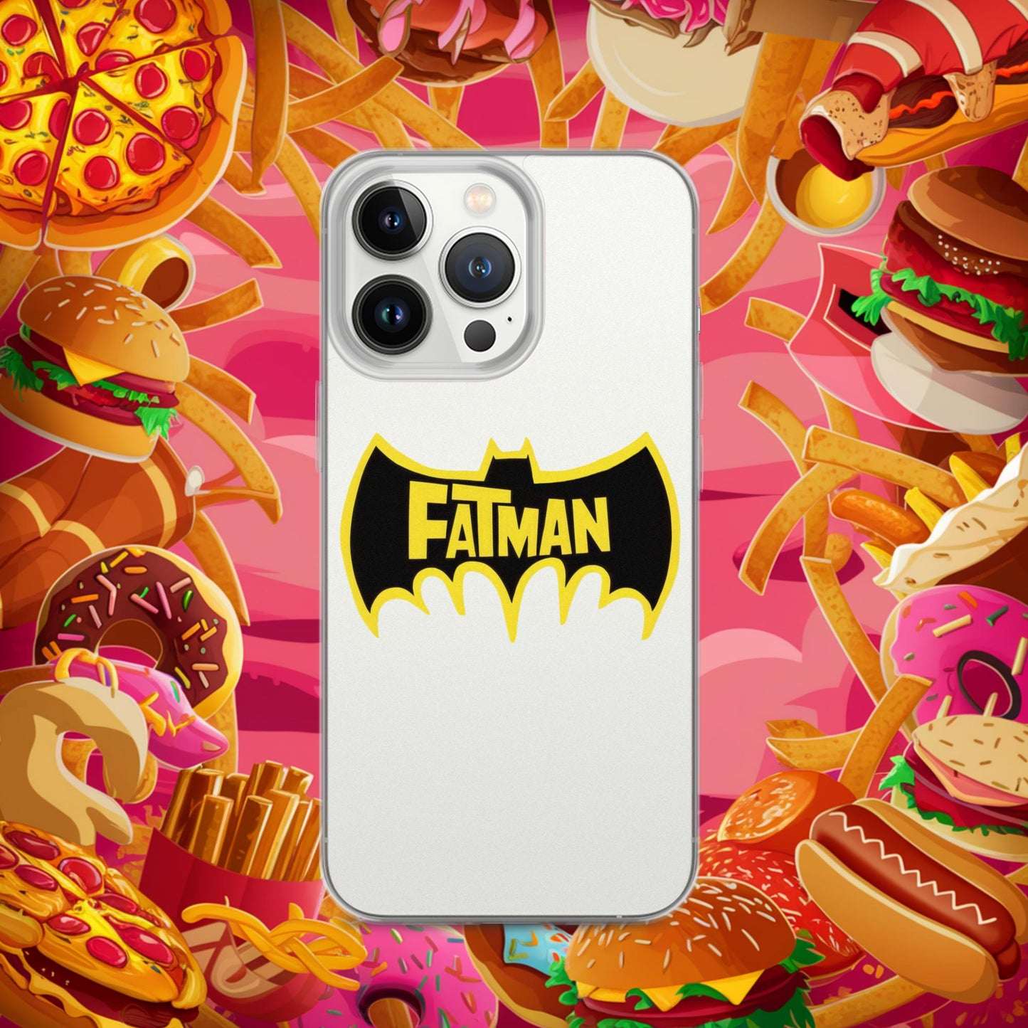 FatMan Funny Fat Superhero Clear Case for iPhone iPhone 13 Pro Mobile Phone Cases Batman Movies Superheroes Next Cult Brand
