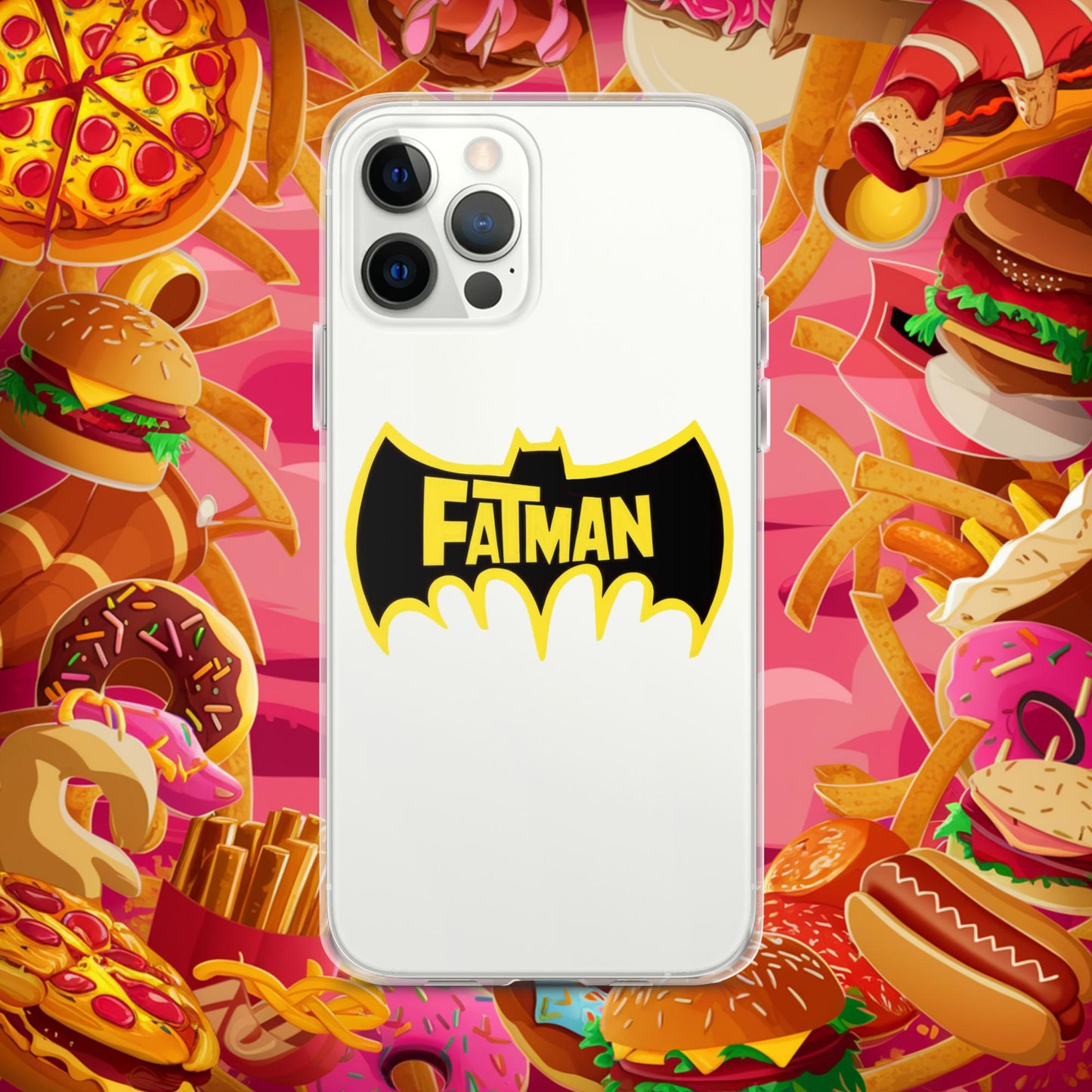 FatMan Funny Fat Superhero Clear Case for iPhone iPhone 12 Pro Max Mobile Phone Cases Batman Movies Superheroes Next Cult Brand