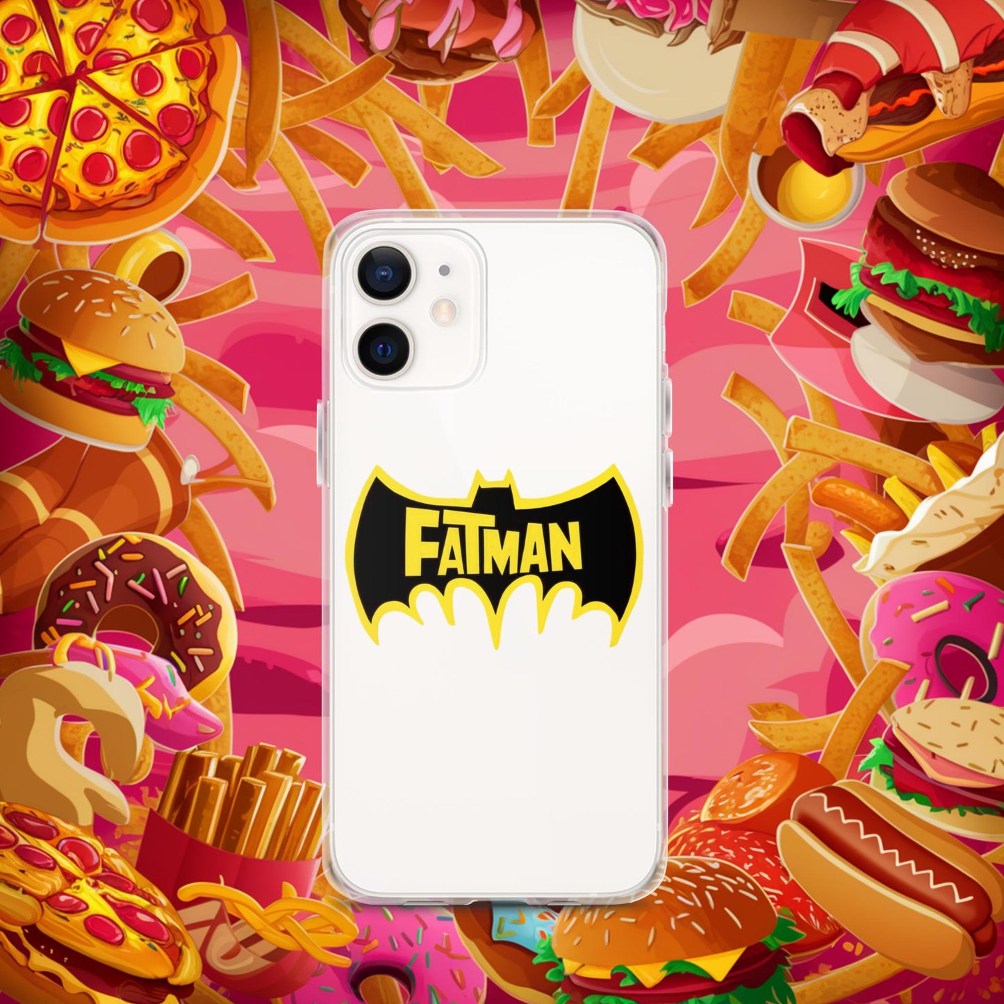 FatMan Funny Fat Superhero Clear Case for iPhone iPhone 12 mini Mobile Phone Cases Batman Movies Superheroes Next Cult Brand