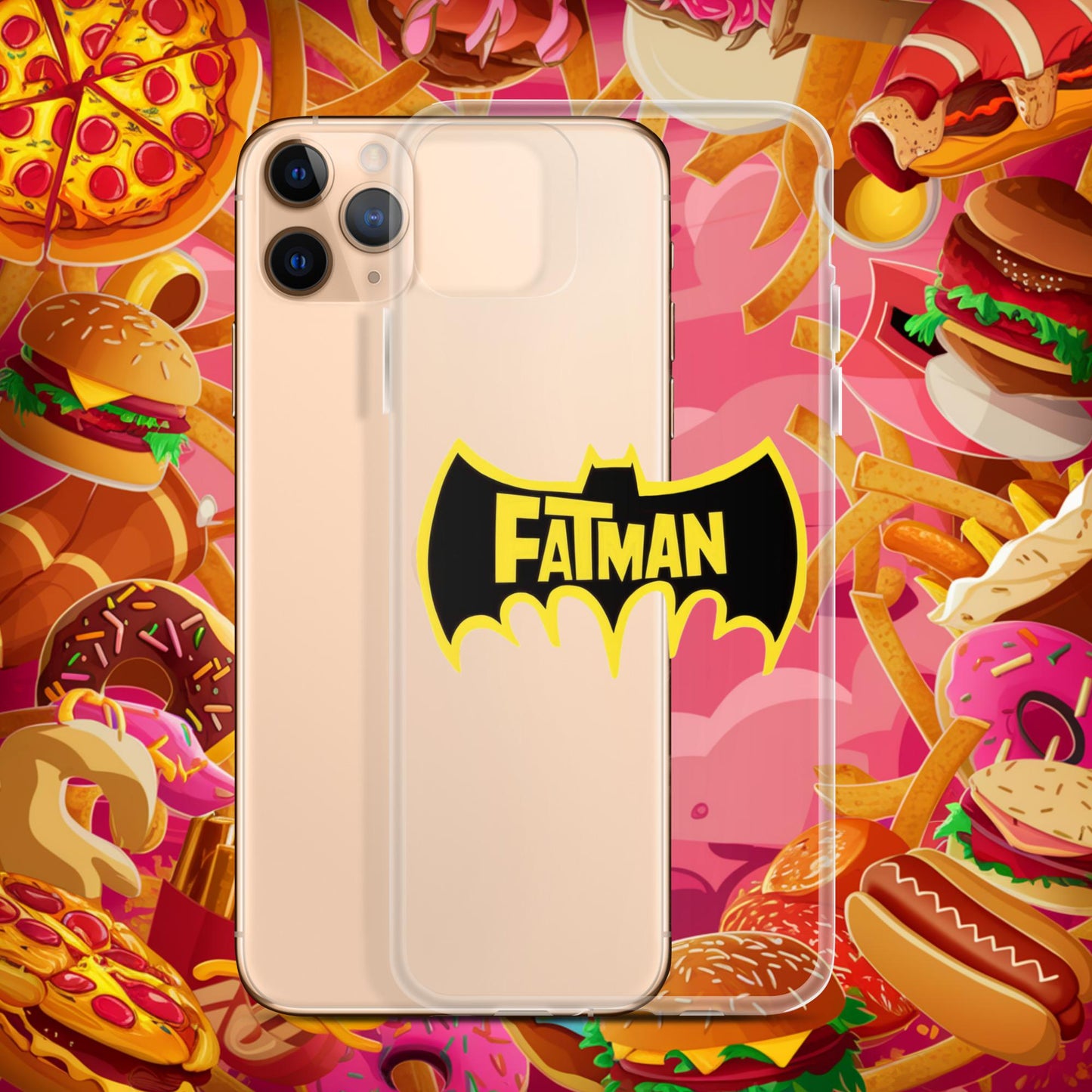 FatMan Funny Fat Superhero Clear Case for iPhone iPhone 11 Pro Max Mobile Phone Cases Batman Movies Superheroes Next Cult Brand