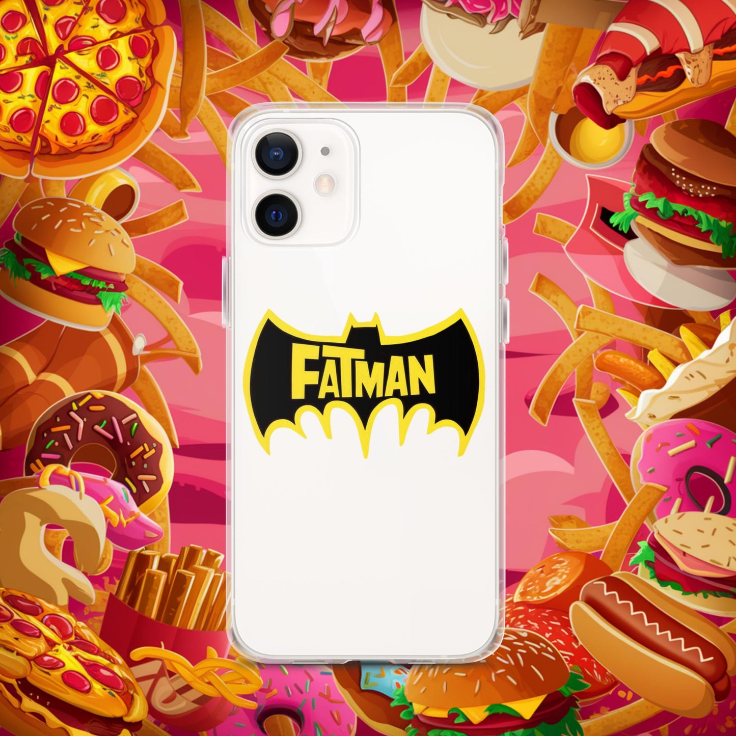 FatMan Funny Fat Superhero Clear Case for iPhone iPhone 12 Mobile Phone Cases Batman Movies Superheroes Next Cult Brand