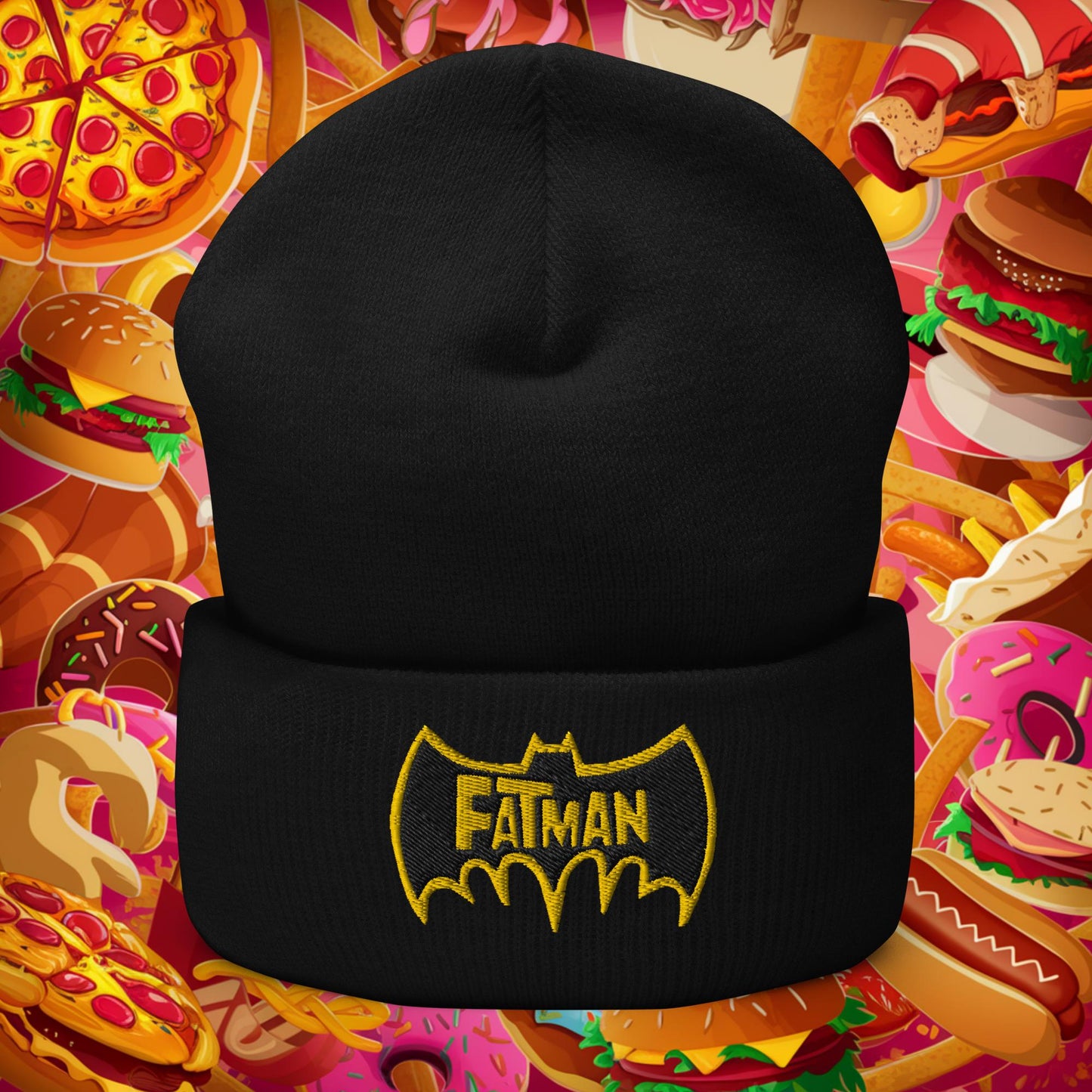 FatMan Funny Fat Superhero Cuffed Beanie Black Hats Batman Justice League Movies Superheroes Next Cult Brand