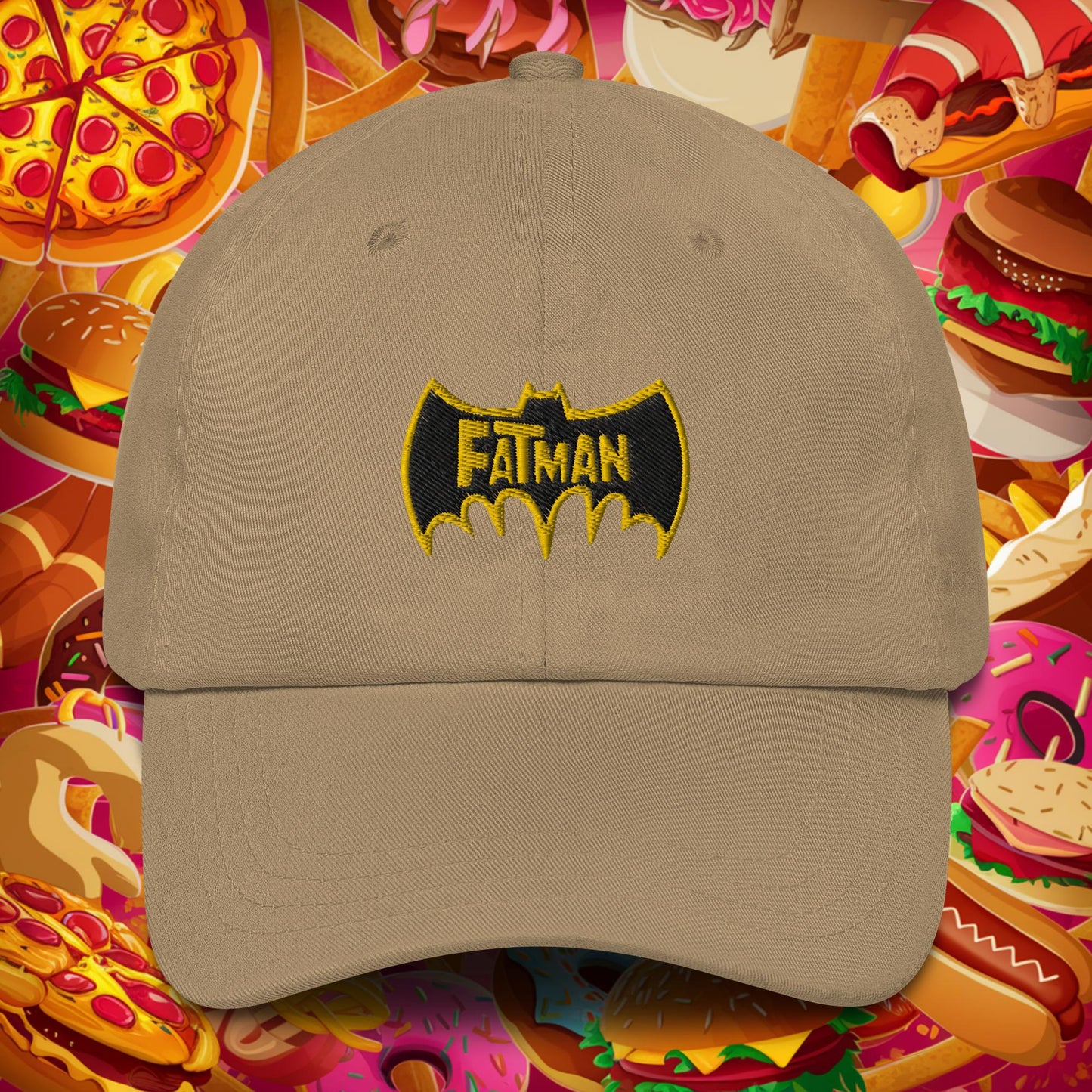 FatMan Funny Fat Superhero Dad hat Khaki Hats Batman Movies Superheroes Next Cult Brand