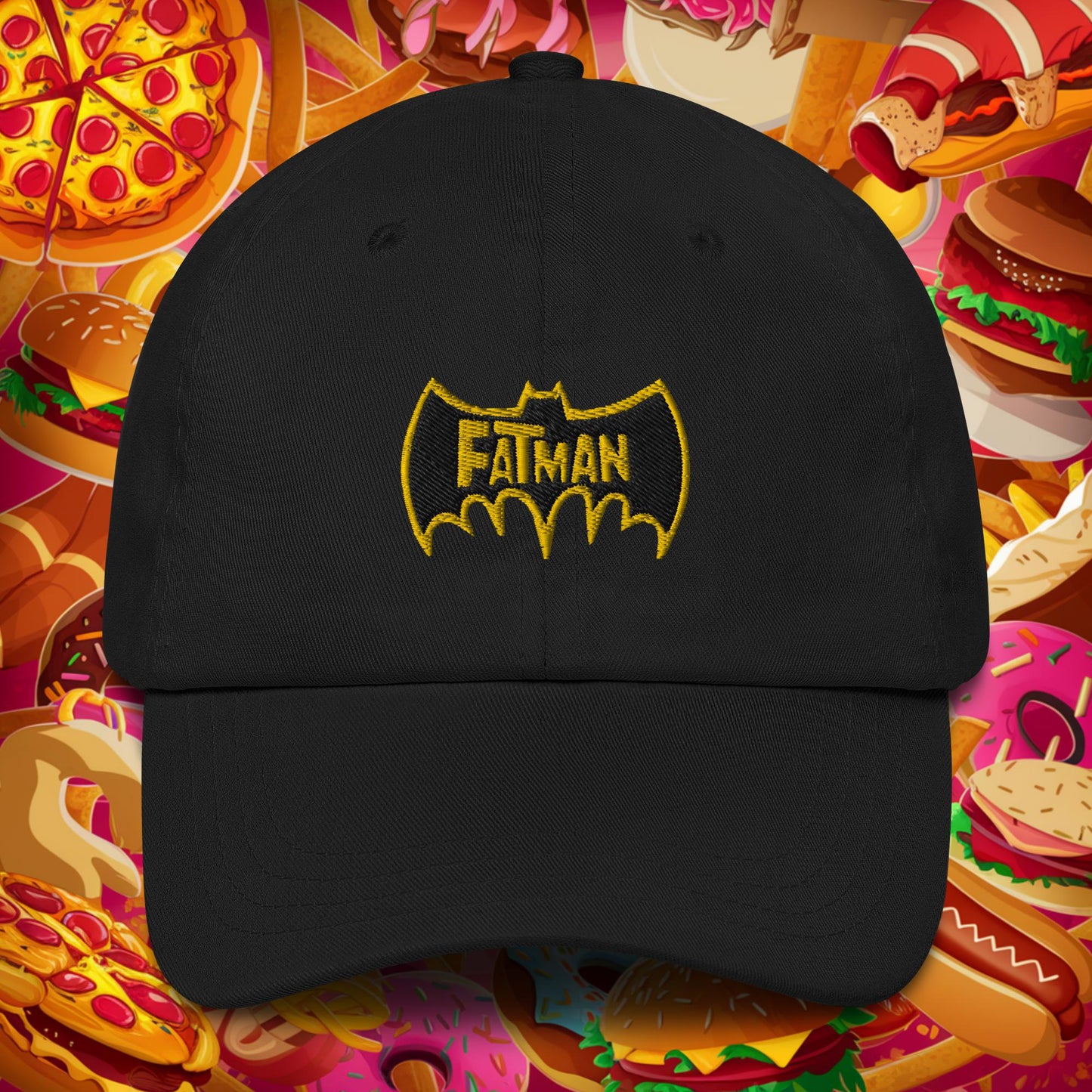 FatMan Funny Fat Superhero Dad hat Black Hats Batman Movies Superheroes Next Cult Brand