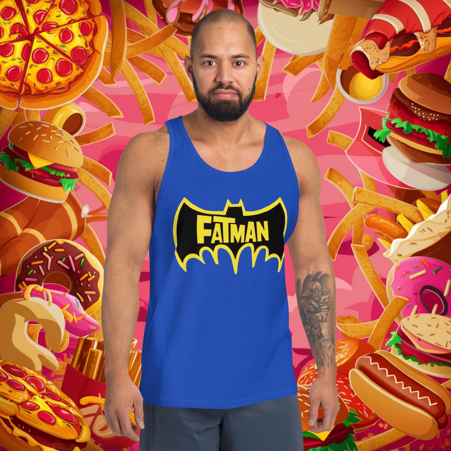 FatMan Funny Fat Superhero Tank Top True Royal Tank Tops Batman Movies Superheroes Next Cult Brand