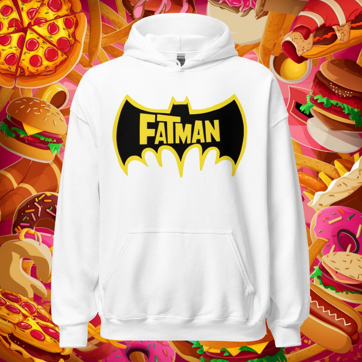 FatMan Funny Fat Superhero Unisex Hoodie White Hoodies Batman Justice League Movies Superheroes Next Cult Brand
