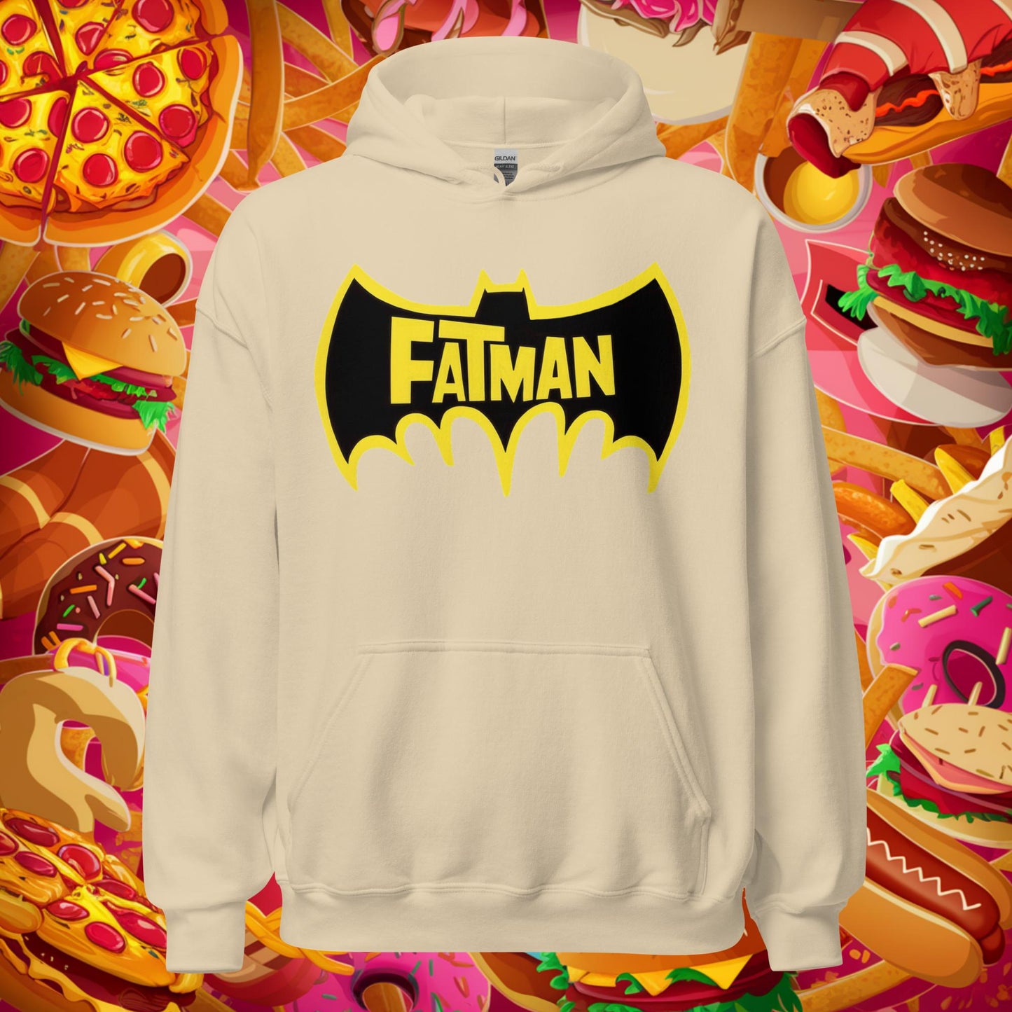 FatMan Funny Fat Superhero Unisex Hoodie Sand Hoodies Batman Justice League Movies Superheroes Next Cult Brand