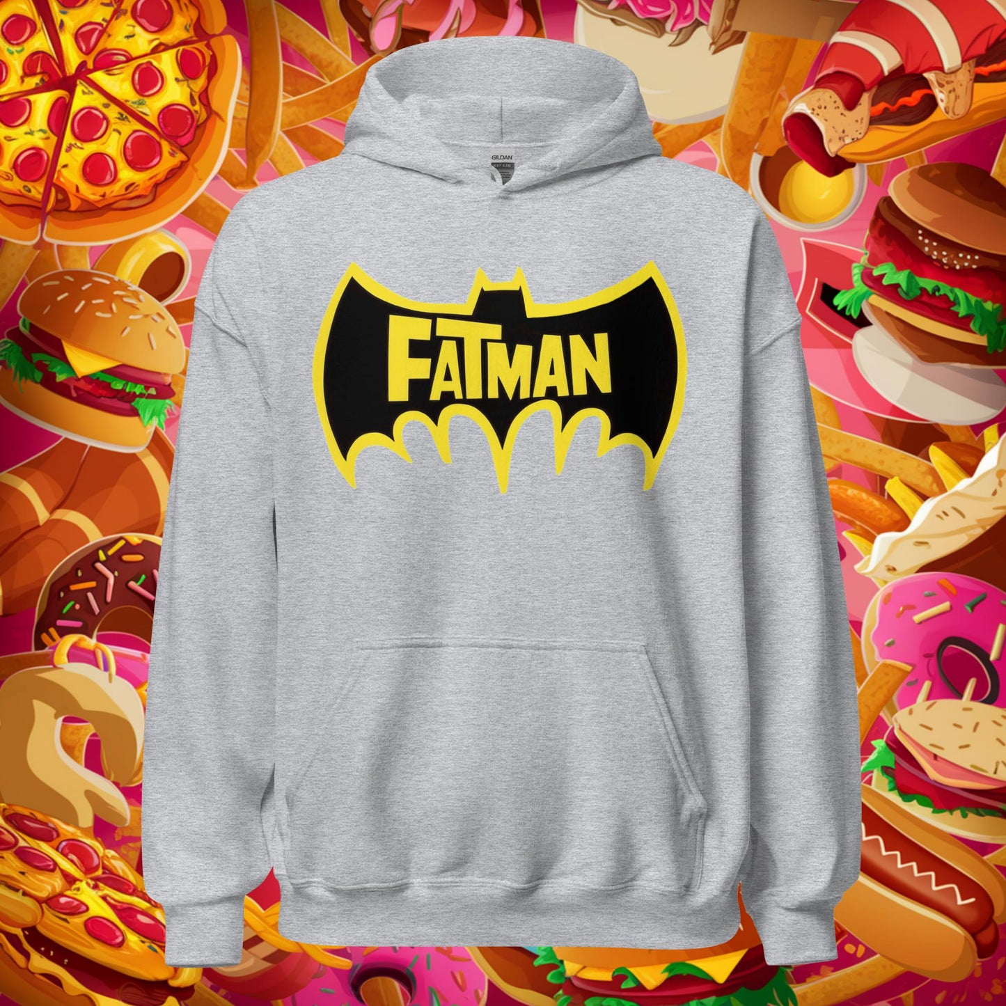 FatMan Funny Fat Superhero Unisex Hoodie Sport Grey Hoodies Batman Justice League Movies Superheroes Next Cult Brand