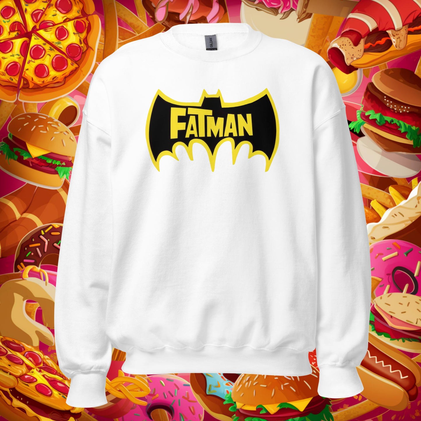 FatMan Funny Fat Superhero Unisex Sweatshirt White Sweatshirts Batman Justice League Movies Superheroes Next Cult Brand