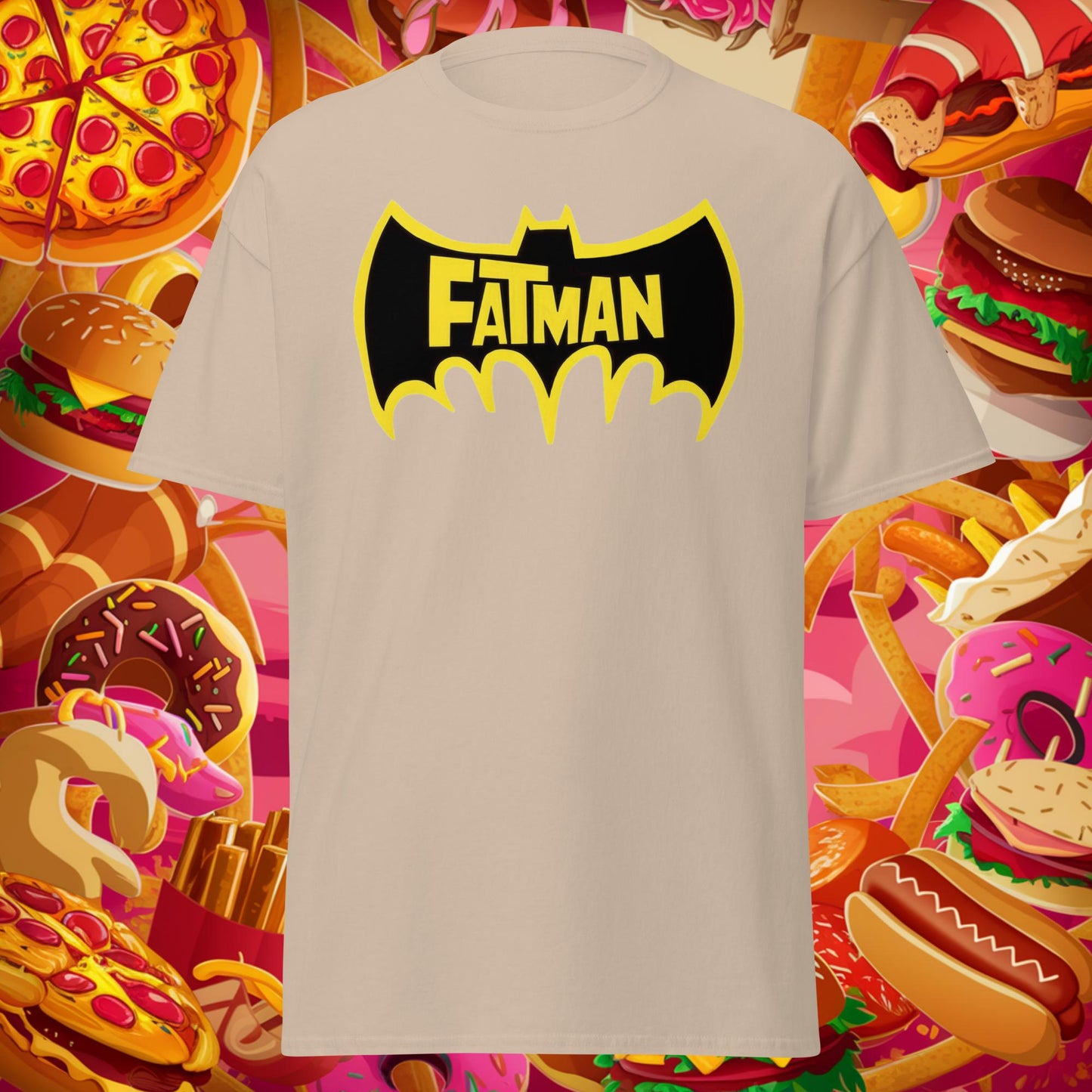 FatMan Funny Fat Superhero Unisex tee Sand T-shirts Batman Bulking Films Fitness Gym Justice League Movies Pump Cover Superheroes Workout Next Cult Brand