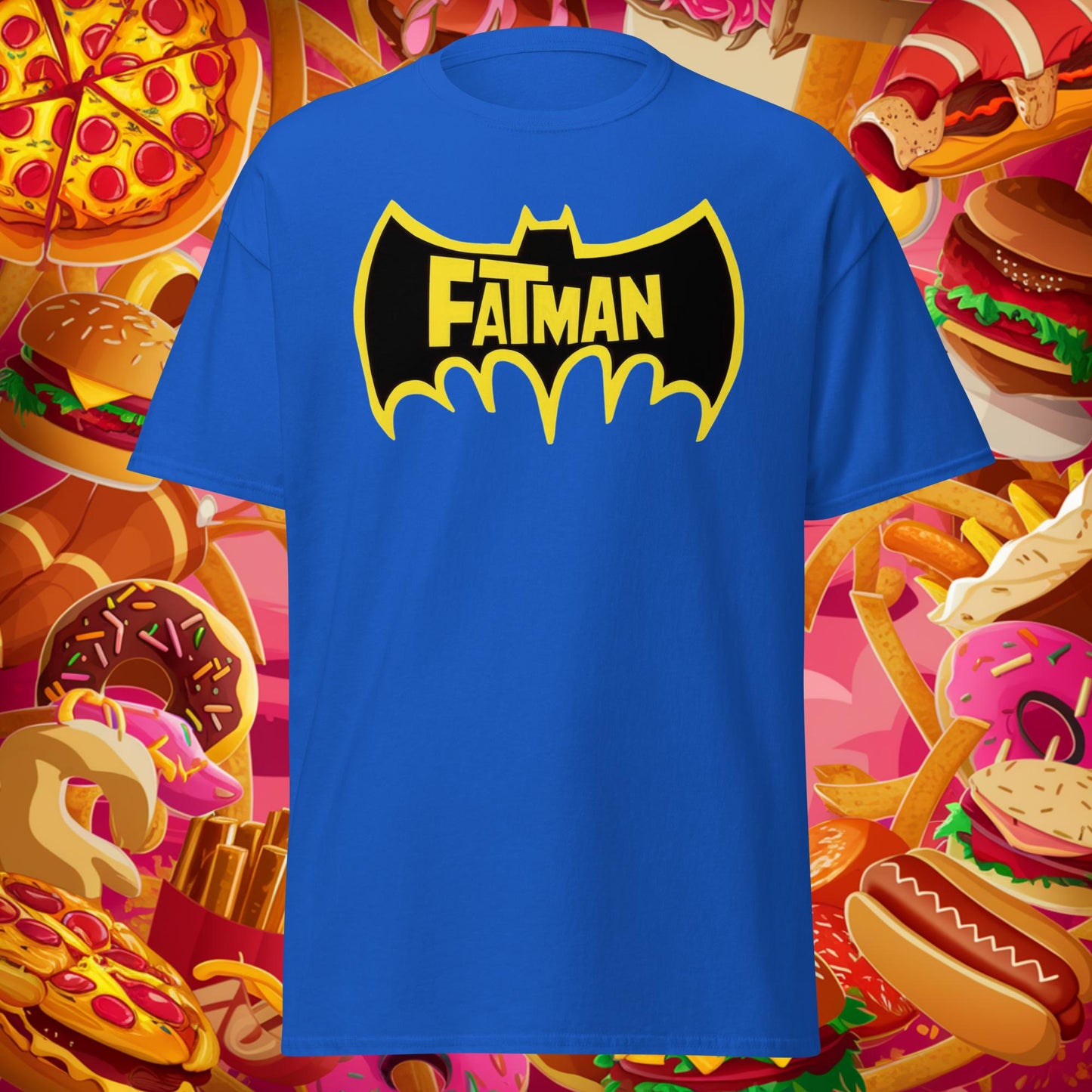 FatMan Funny Fat Superhero Unisex tee Royal T-shirts Batman Bulking Films Fitness Gym Justice League Movies Pump Cover Superheroes Workout Next Cult Brand