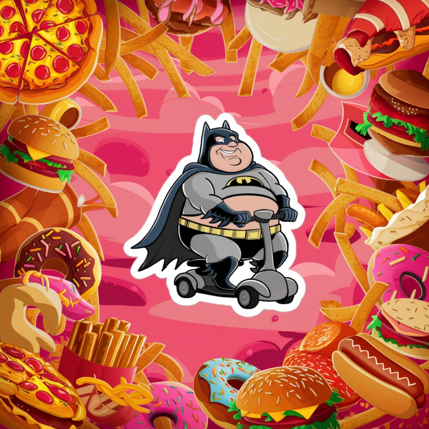 Fatman Fat Superhero Funny Bubble-free stickers 3″×3″ Stickers Batman Movies Superheroes Next Cult Brand