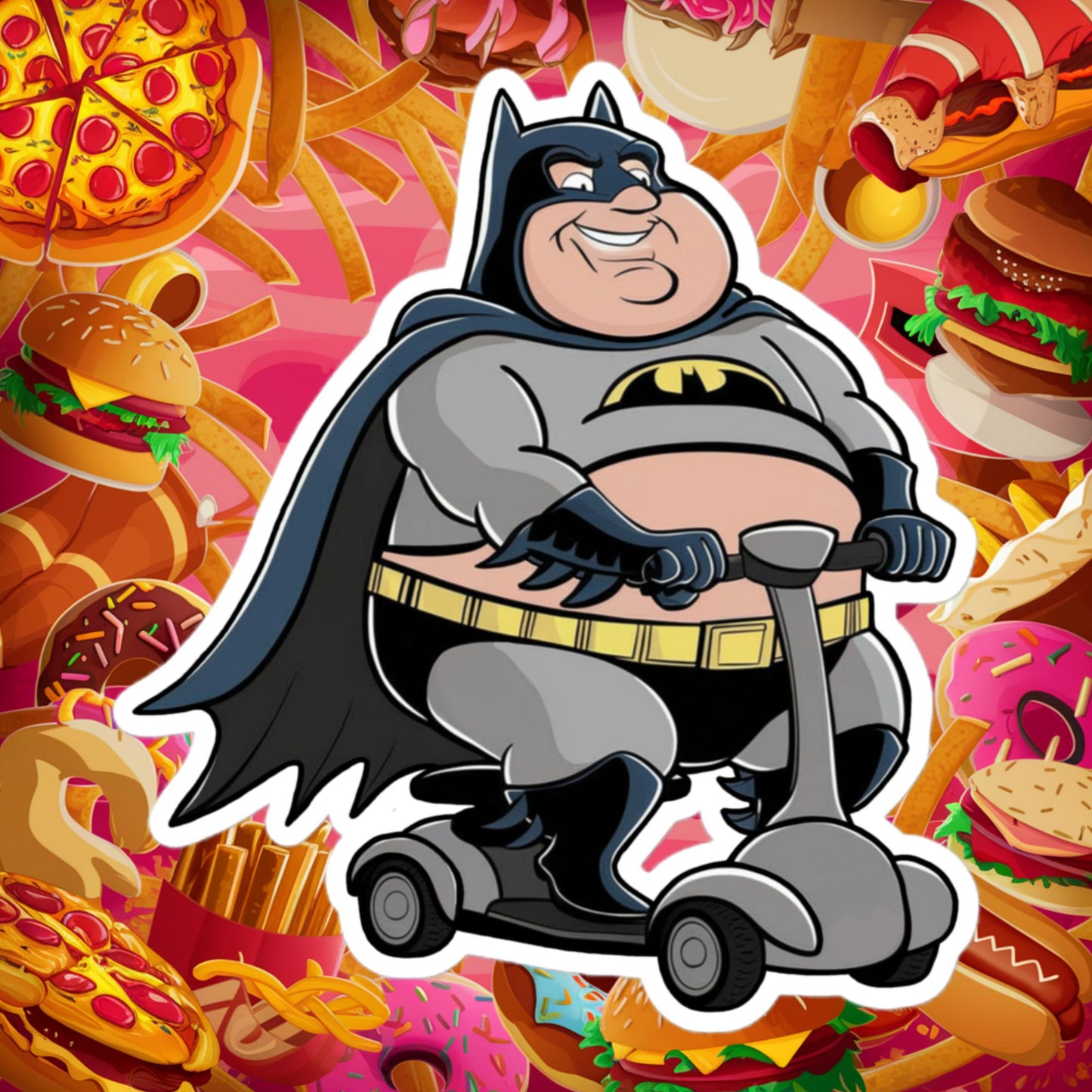 Fatman Fat Superhero Funny Bubble-free stickers 5.5″×5.5″ Stickers Batman Movies Superheroes Next Cult Brand