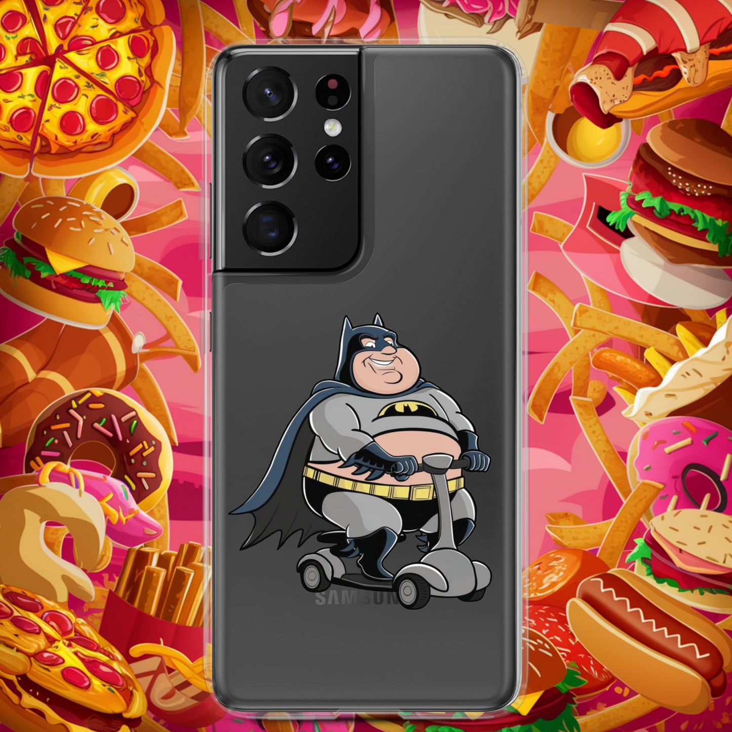 Fatman Fat Superhero Funny Clear Case for Samsung Samsung Galaxy S21 Ultra Mobile Phone Cases Batman Movies Superheroes Next Cult Brand