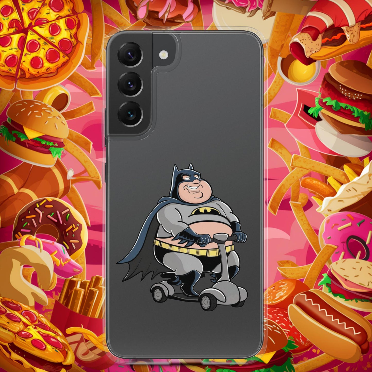 Fatman Fat Superhero Funny Clear Case for Samsung Samsung Galaxy S22 Plus Mobile Phone Cases Batman Movies Superheroes Next Cult Brand