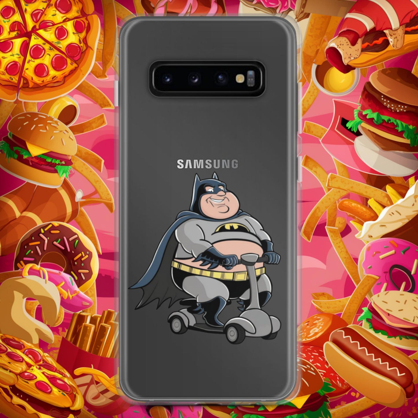 Fatman Fat Superhero Funny Clear Case for Samsung Samsung Galaxy S10+ Mobile Phone Cases Batman Movies Superheroes Next Cult Brand