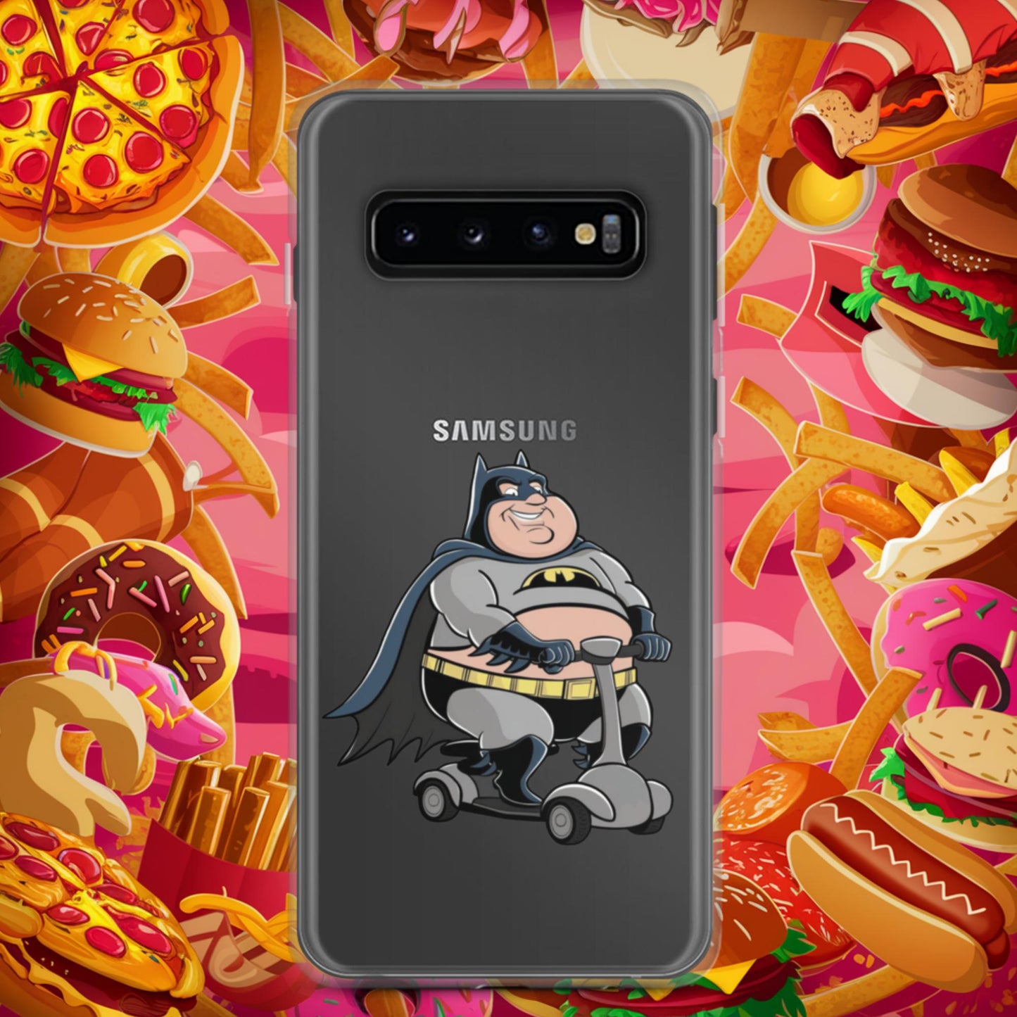 Fatman Fat Superhero Funny Clear Case for Samsung Samsung Galaxy S10 Mobile Phone Cases Batman Movies Superheroes Next Cult Brand