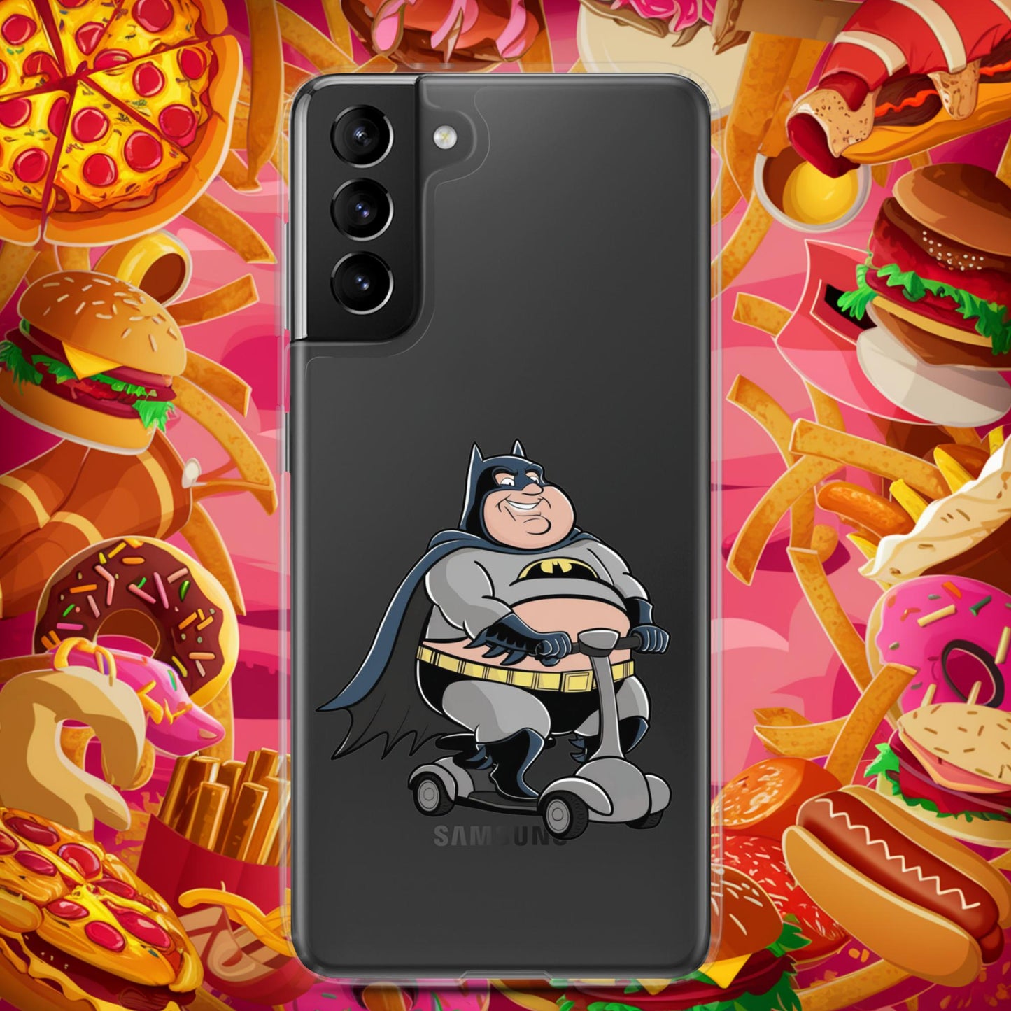 Fatman Fat Superhero Funny Clear Case for Samsung Samsung Galaxy S21 Plus Mobile Phone Cases Batman Movies Superheroes Next Cult Brand