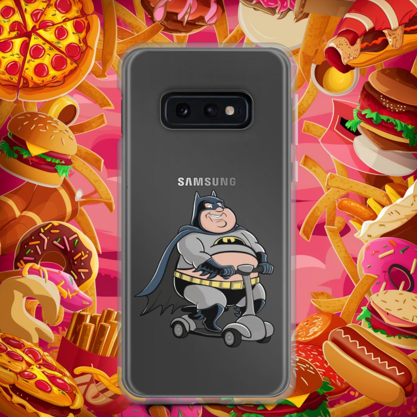 Fatman Fat Superhero Funny Clear Case for Samsung Samsung Galaxy S10e Mobile Phone Cases Batman Movies Superheroes Next Cult Brand