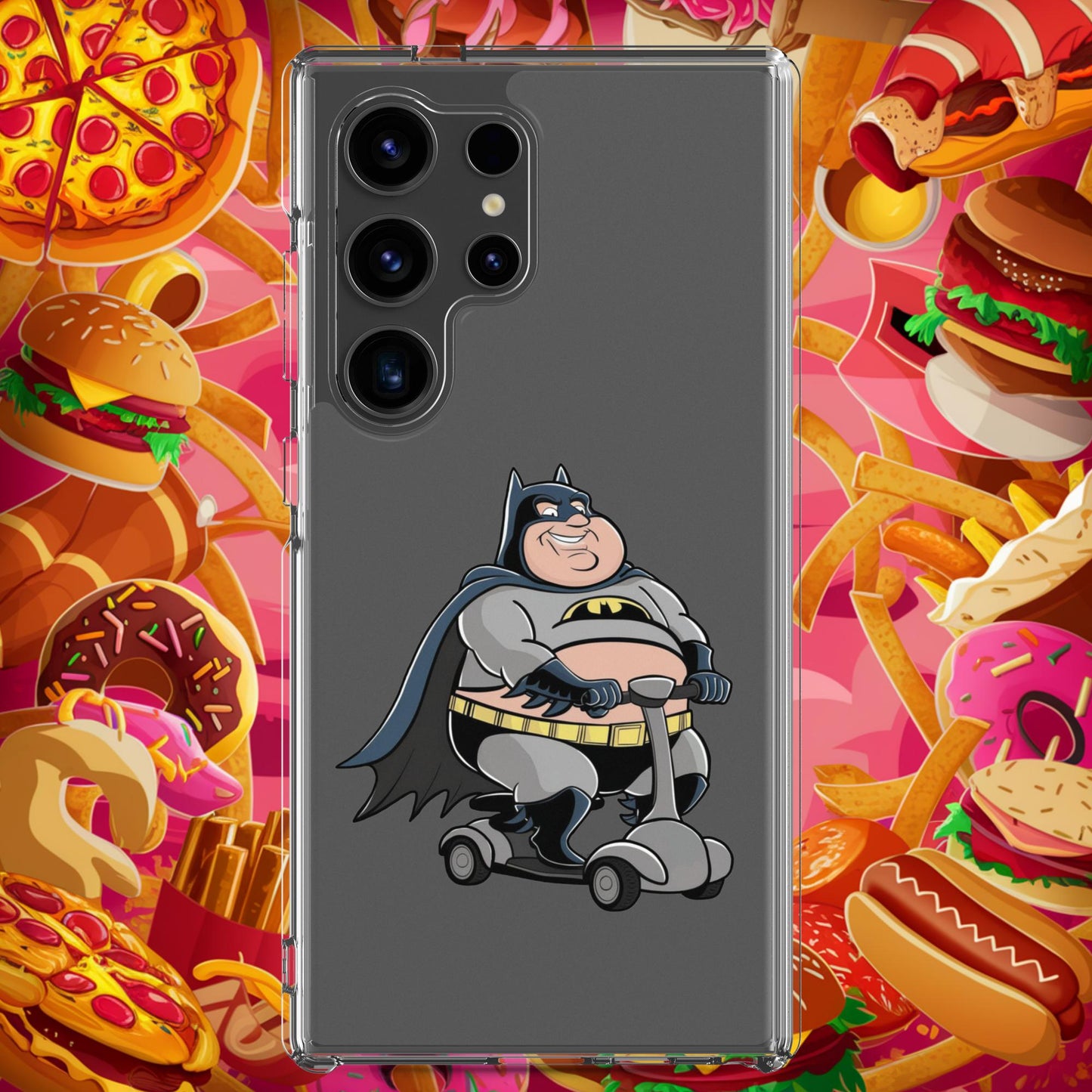 Fatman Fat Superhero Funny Clear Case for Samsung Samsung Galaxy S24 Ultra Mobile Phone Cases Batman Movies Superheroes Next Cult Brand