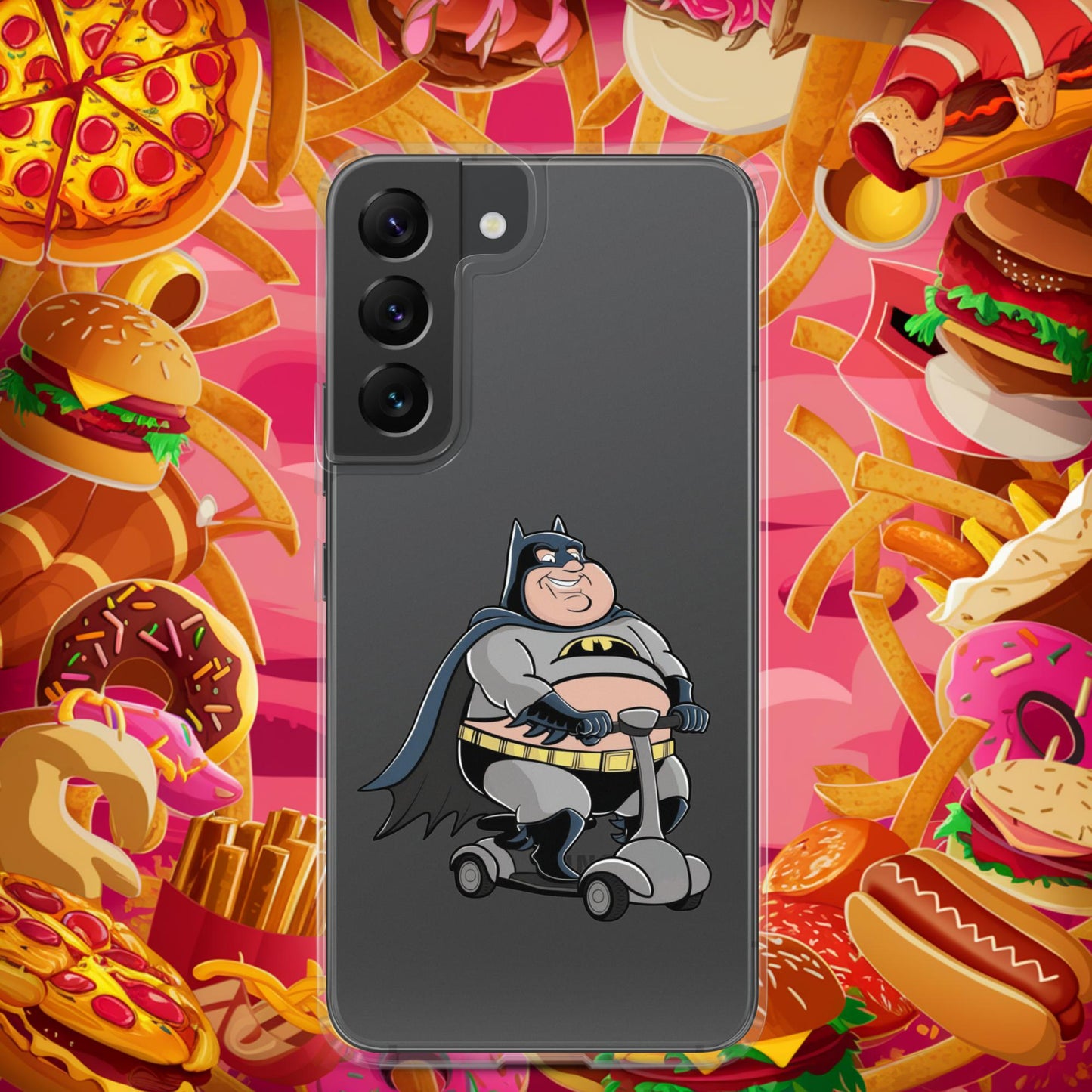 Fatman Fat Superhero Funny Clear Case for Samsung Samsung Galaxy S22 Mobile Phone Cases Batman Movies Superheroes Next Cult Brand