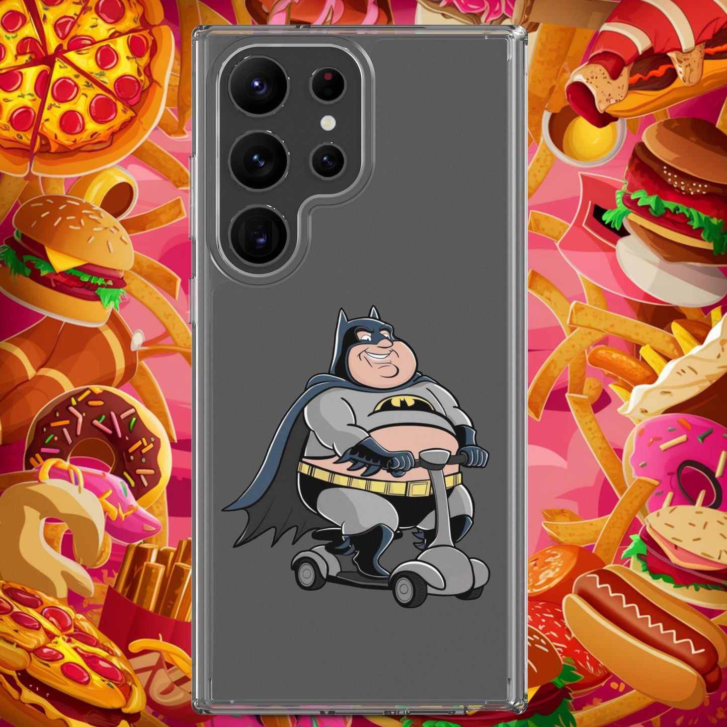 Fatman Fat Superhero Funny Clear Case for Samsung Samsung Galaxy S23 Ultra Mobile Phone Cases Batman Movies Superheroes Next Cult Brand