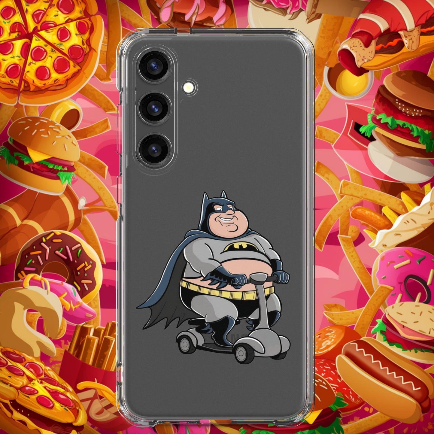 Fatman Fat Superhero Funny Clear Case for Samsung Samsung Galaxy S24 Plus Mobile Phone Cases Batman Movies Superheroes Next Cult Brand