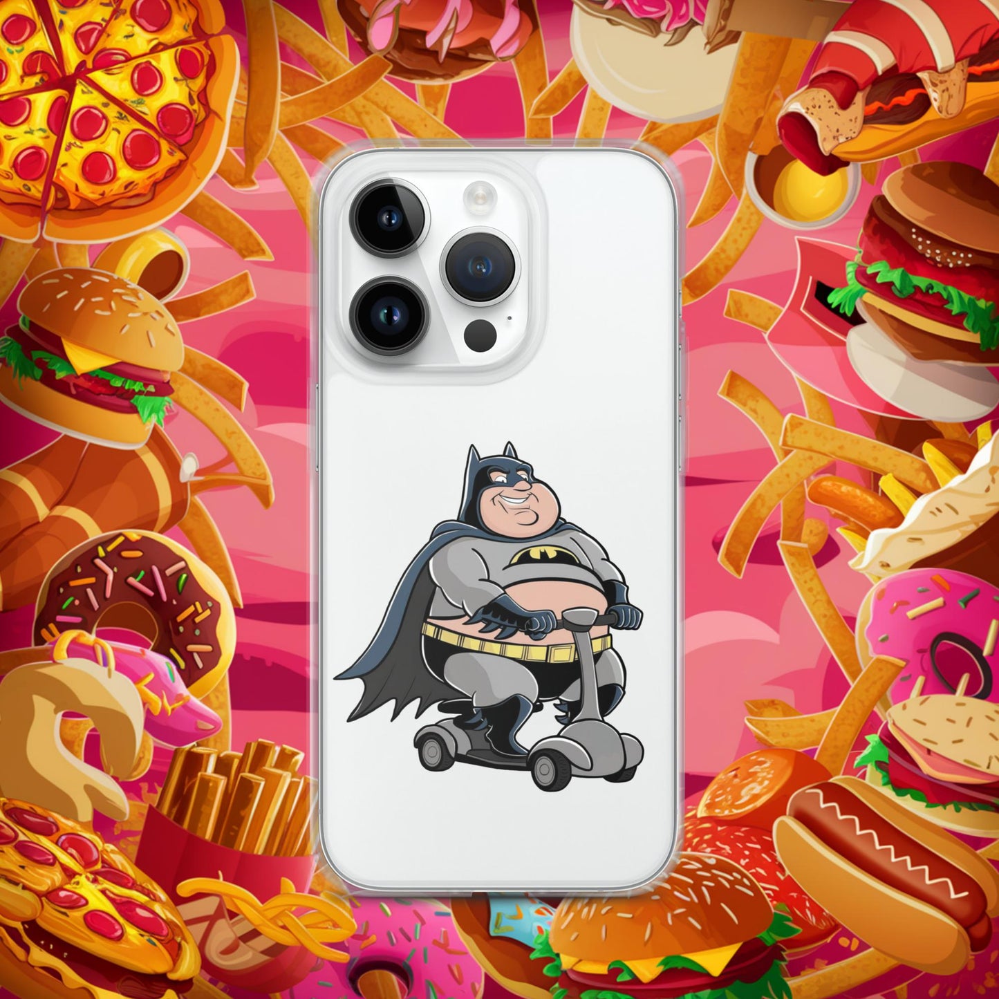 Fatman Fat Superhero Funny Clear Case for iPhone iPhone 14 Pro Mobile Phone Cases Batman Movies Superheroes Next Cult Brand
