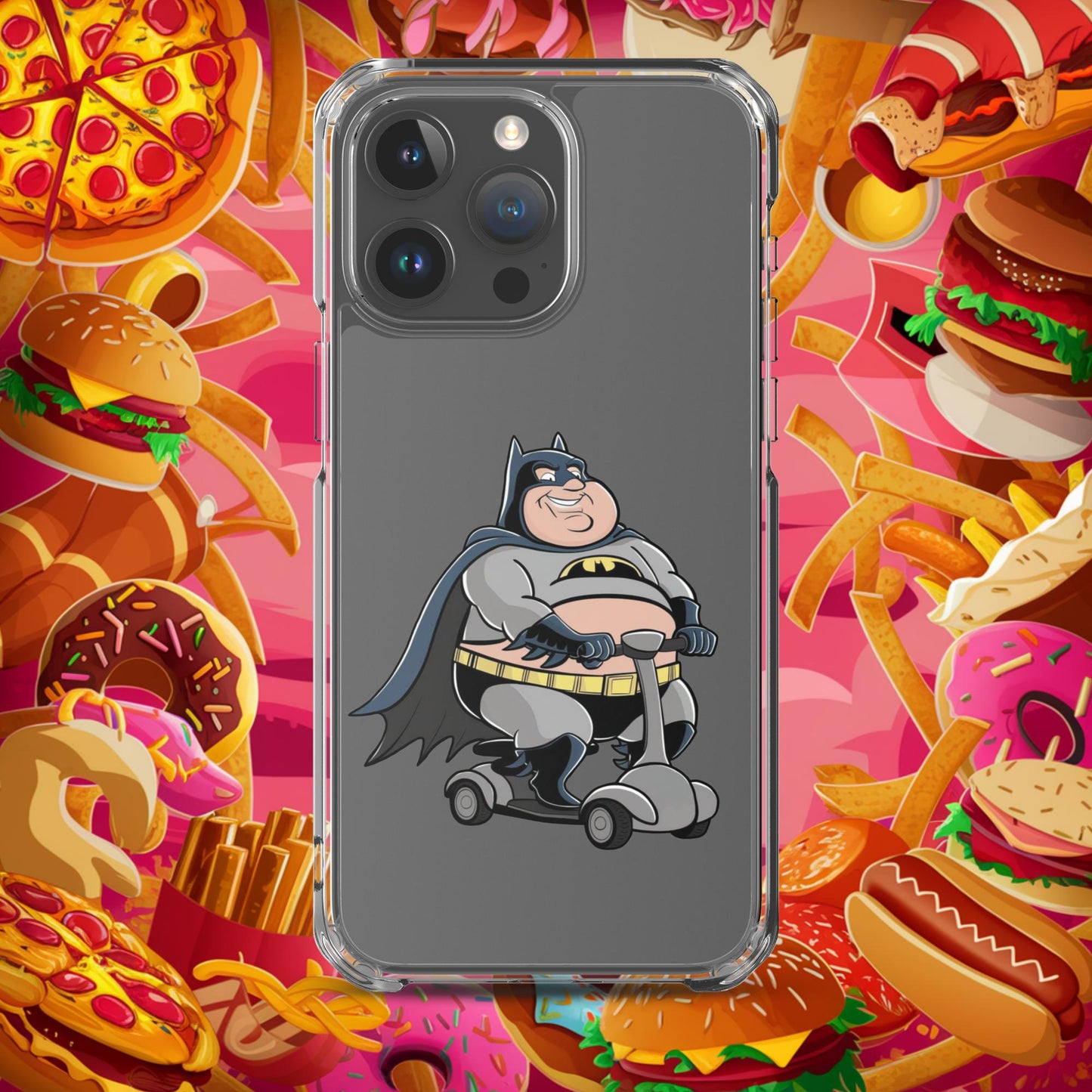 Fatman Fat Superhero Funny Clear Case for iPhone iPhone 15 Pro Max Mobile Phone Cases Batman Movies Superheroes Next Cult Brand