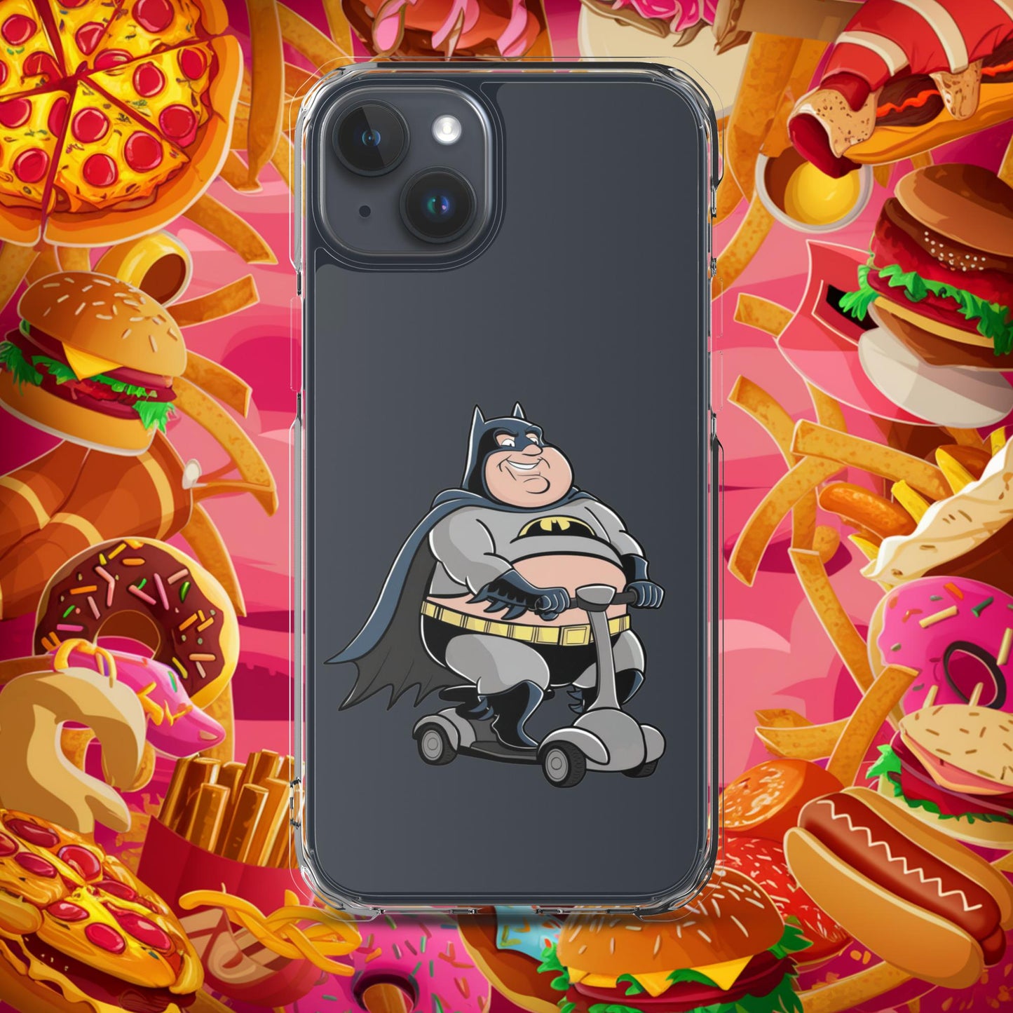 Fatman Fat Superhero Funny Clear Case for iPhone iPhone 15 Plus Mobile Phone Cases Batman Movies Superheroes Next Cult Brand