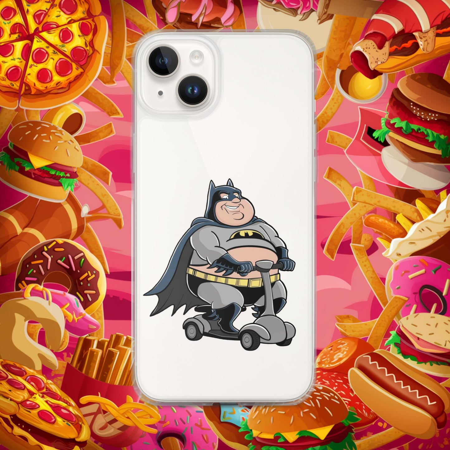 Fatman Fat Superhero Funny Clear Case for iPhone iPhone 14 Plus Mobile Phone Cases Batman Movies Superheroes Next Cult Brand
