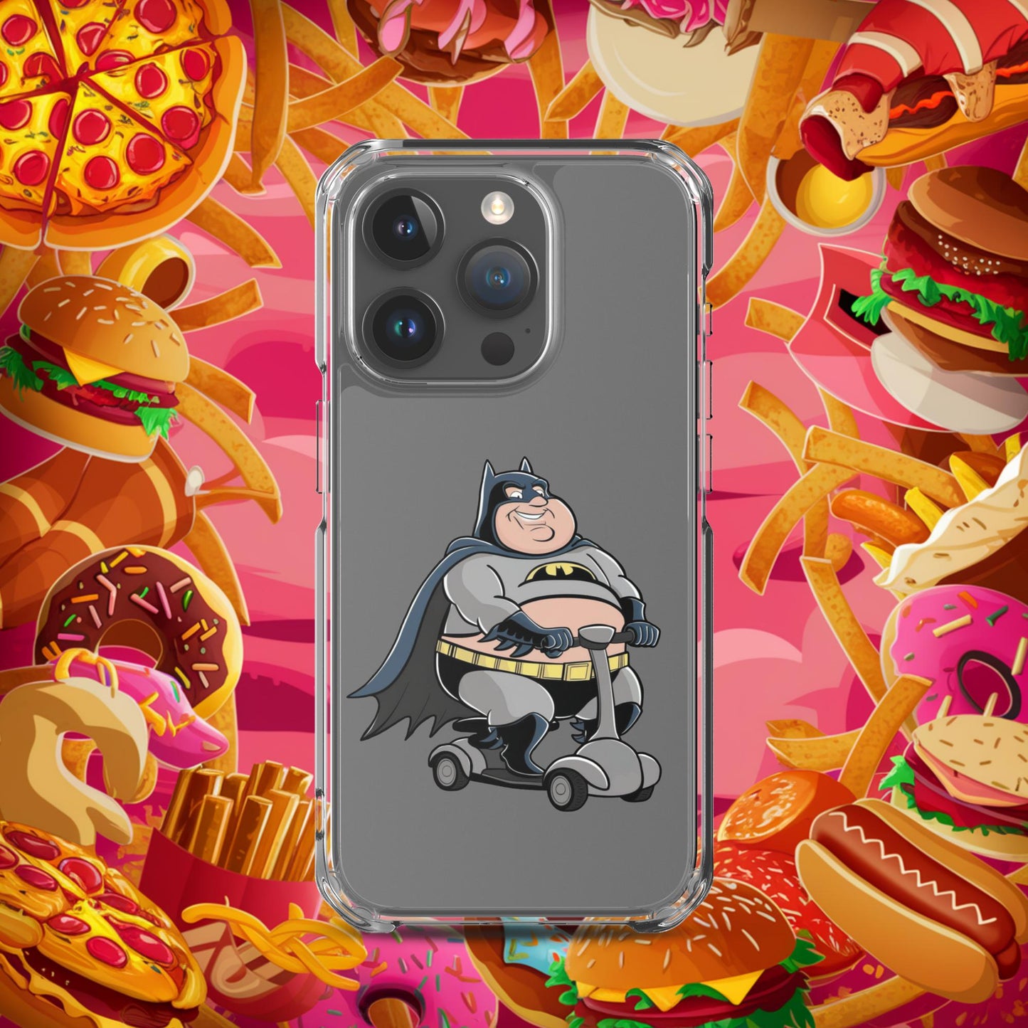 Fatman Fat Superhero Funny Clear Case for iPhone iPhone 15 Pro Mobile Phone Cases Batman Movies Superheroes Next Cult Brand