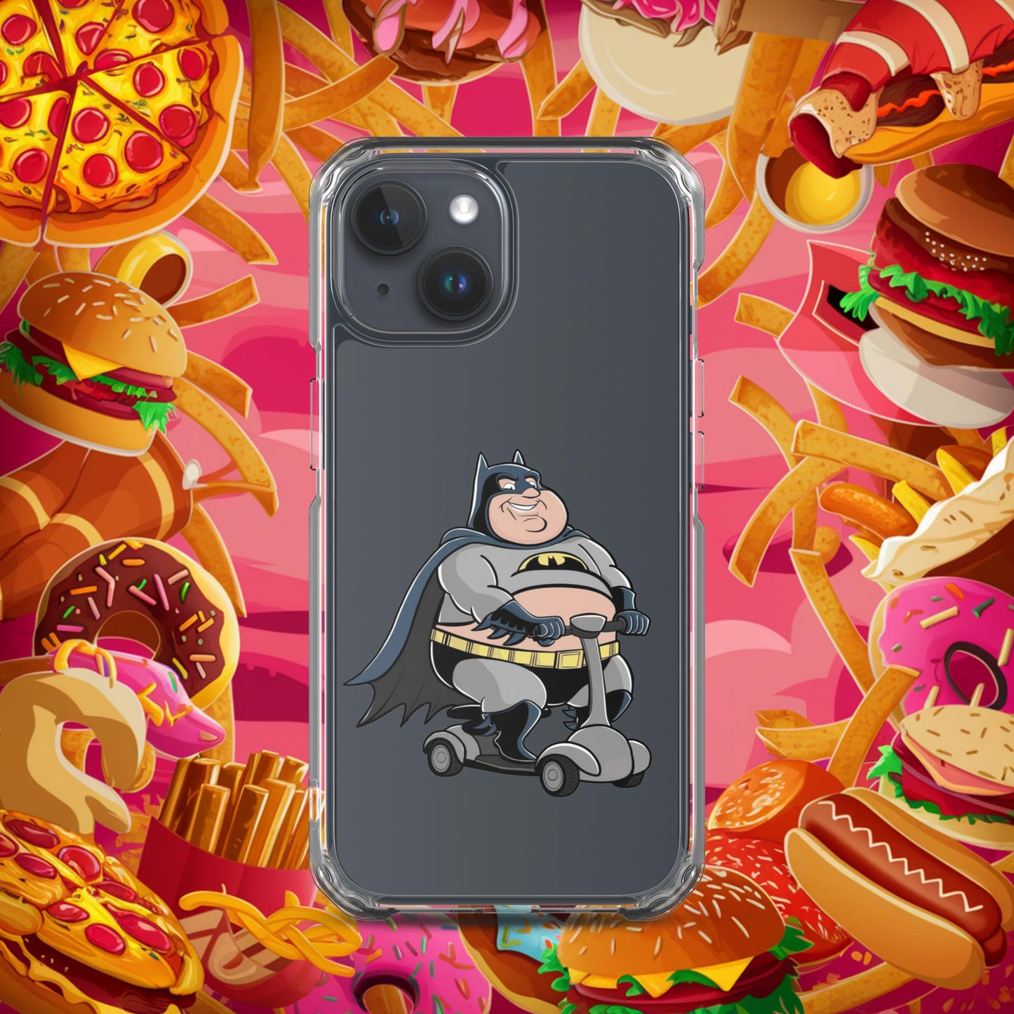 Fatman Fat Superhero Funny Clear Case for iPhone iPhone 15 Mobile Phone Cases Batman Movies Superheroes Next Cult Brand