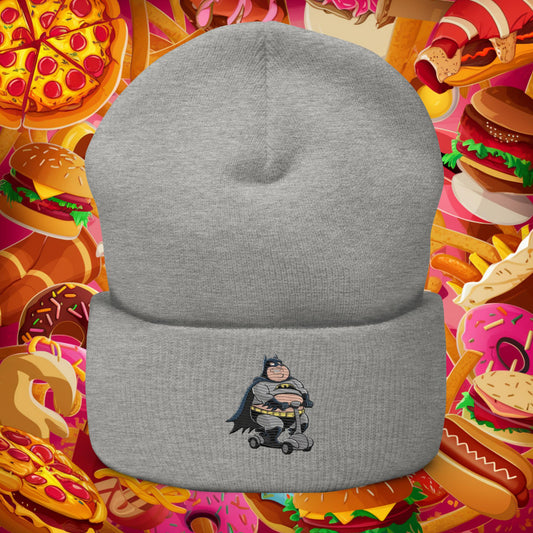 Fatman Fat Superhero Funny Cuffed Beanie Heather Grey Hats Batman Justice League Movies Superheroes Next Cult Brand