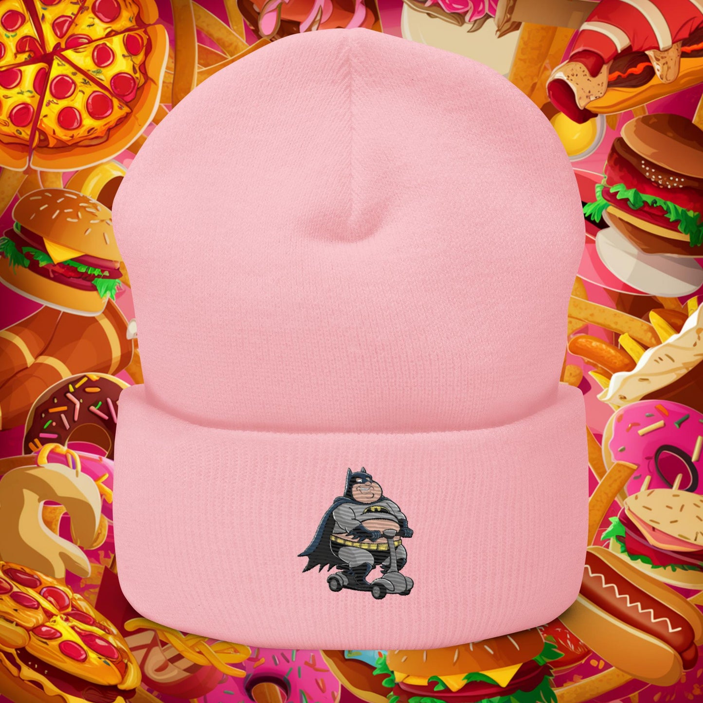 Fatman Fat Superhero Funny Cuffed Beanie Baby Pink Hats Batman Justice League Movies Superheroes Next Cult Brand
