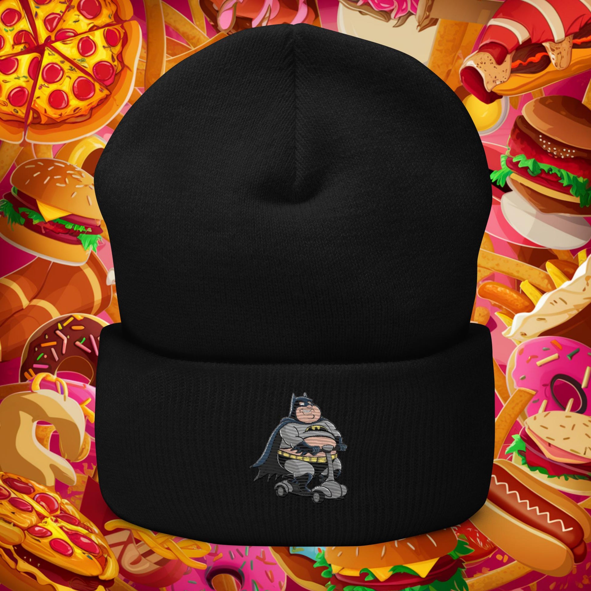 Fatman Fat Superhero Funny Cuffed Beanie Black Hats Batman Justice League Movies Superheroes Next Cult Brand