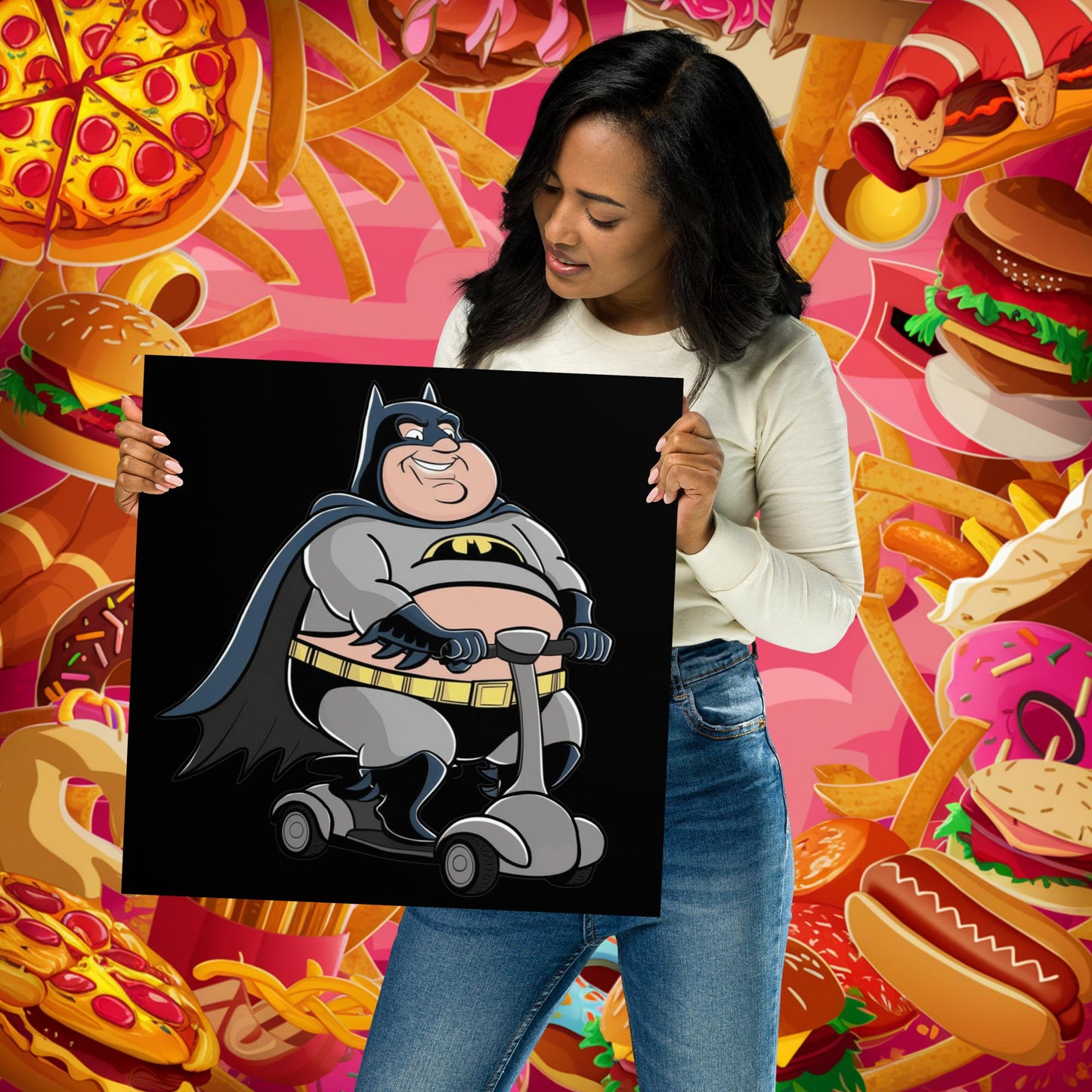 Fatman Fat Superhero Funny Poster 16″×16″ Posters Batman Movies Superheroes Next Cult Brand