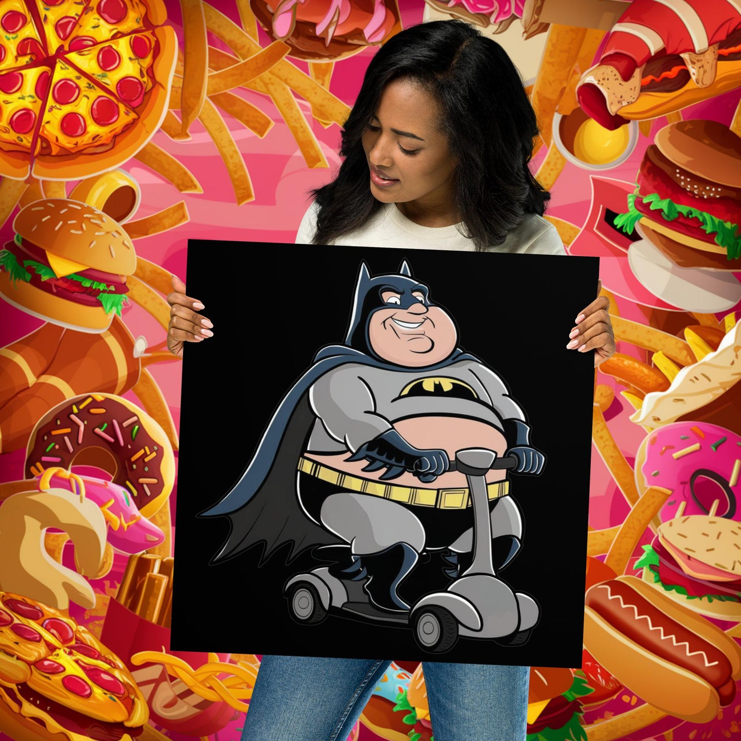 Fatman Fat Superhero Funny Poster 18″×18″ Posters Batman Movies Superheroes Next Cult Brand