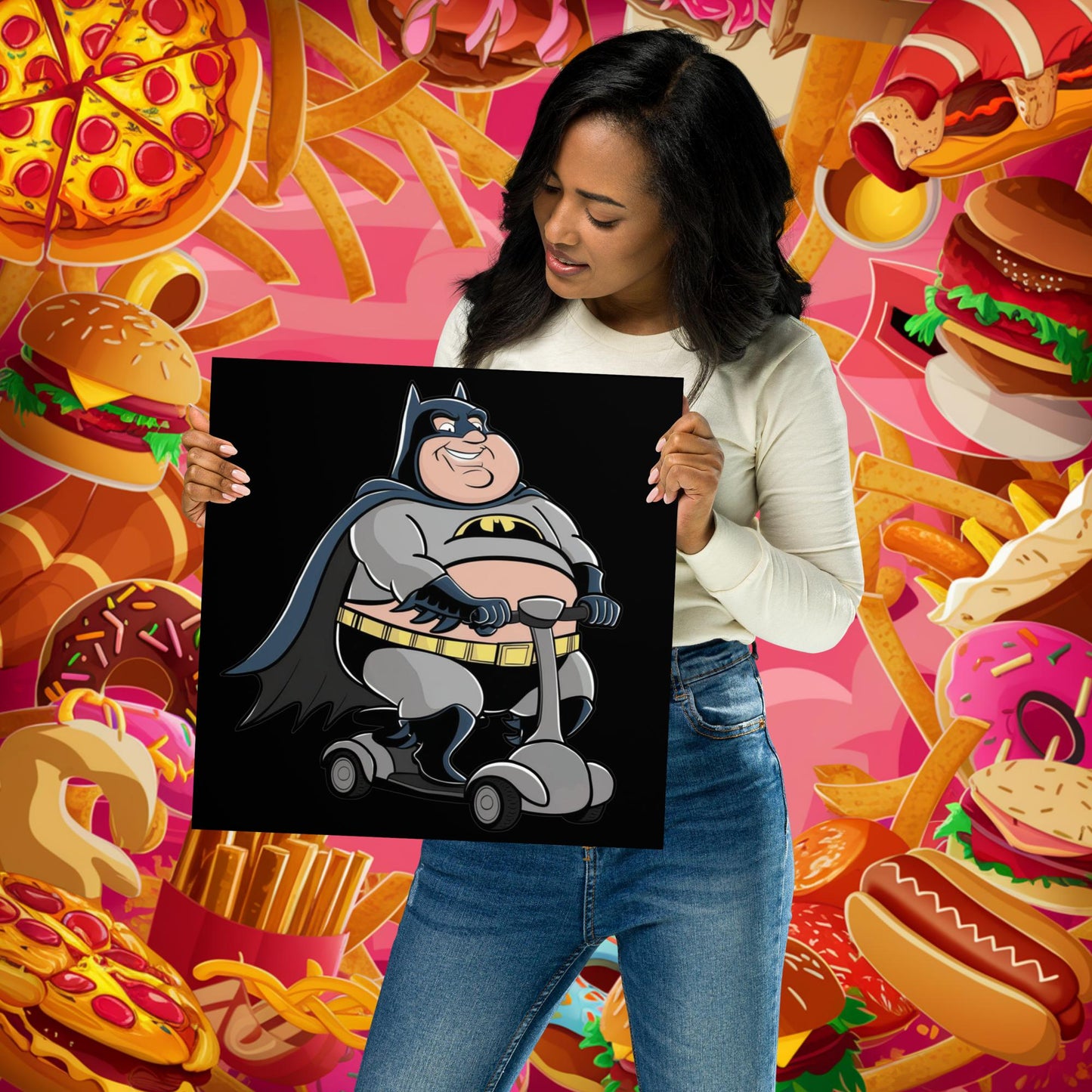 Fatman Fat Superhero Funny Poster 14″×14″ Posters Batman Movies Superheroes Next Cult Brand