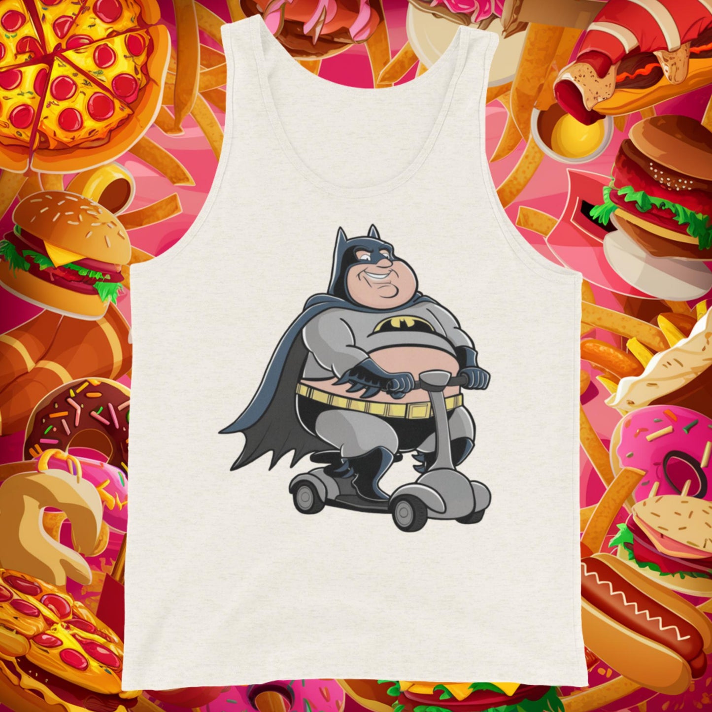 Fatman Fat Superhero Funny Tank Top Oatmeal Triblend Tank Tops Batman Justice League Movies Superheroes Next Cult Brand