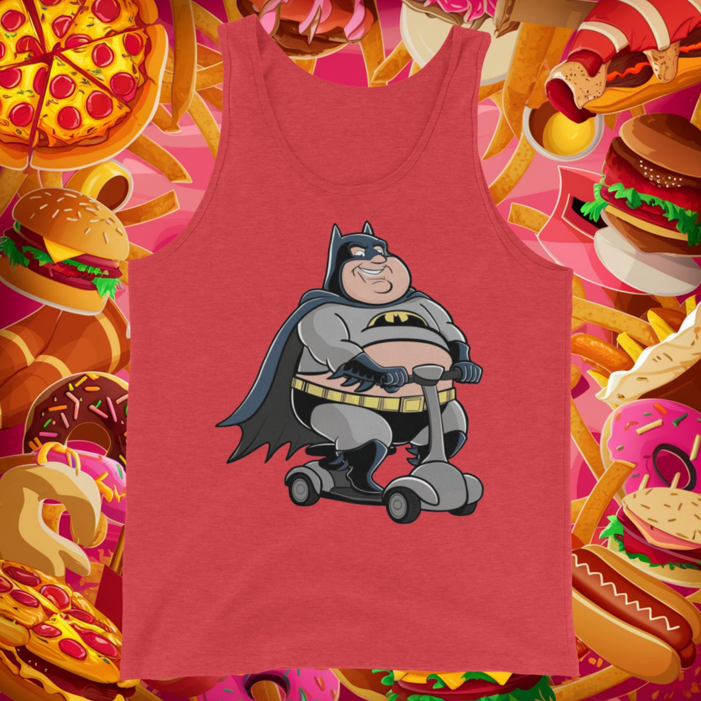 Fatman Fat Superhero Funny Tank Top Red Triblend Tank Tops Batman Justice League Movies Superheroes Next Cult Brand