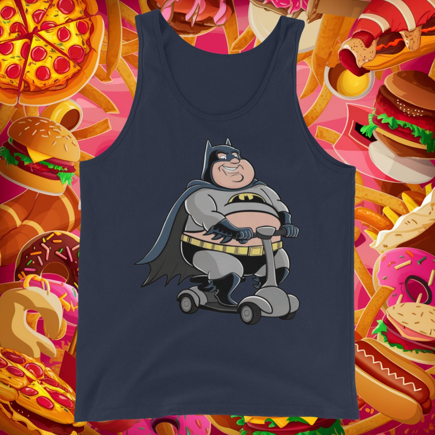 Fatman Fat Superhero Funny Tank Top Navy Tank Tops Batman Justice League Movies Superheroes Next Cult Brand