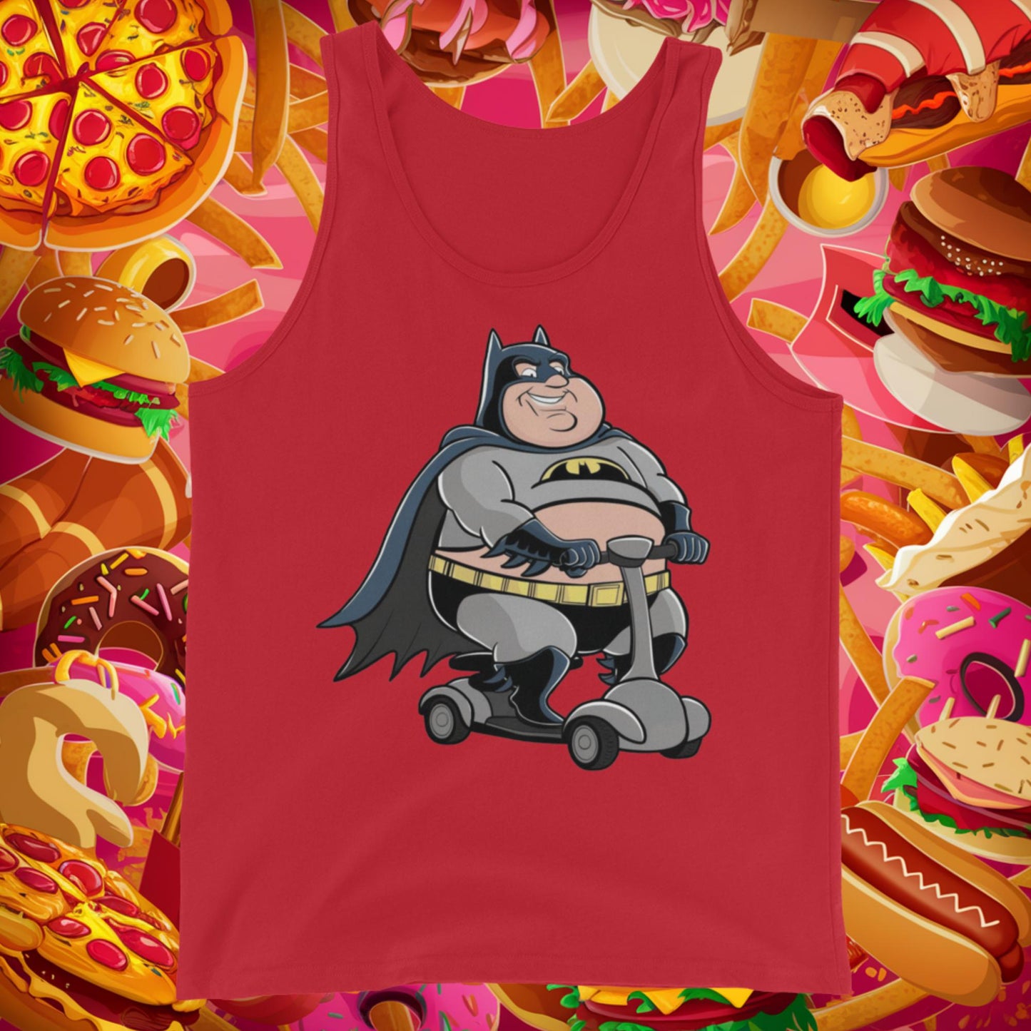 Fatman Fat Superhero Funny Tank Top Red Tank Tops Batman Justice League Movies Superheroes Next Cult Brand