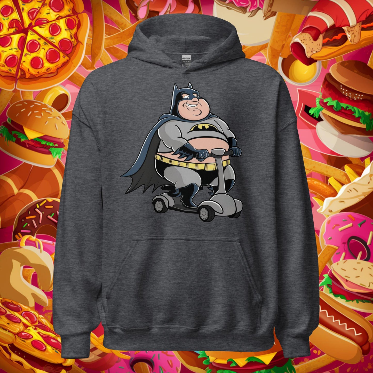 Fatman Fat Superhero Funny Unisex Hoodie Dark Heather Hoodies Batman Justice League Movies Superheroes Next Cult Brand