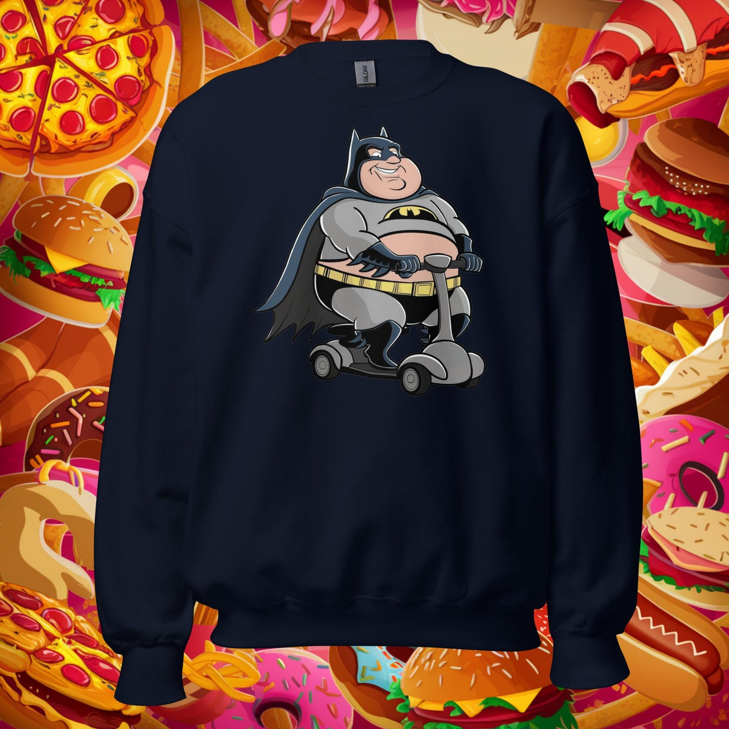 Fatman Fat Superhero Funny Unisex Sweatshirt Navy Sweatshirts Batman Movies Superheroes Next Cult Brand