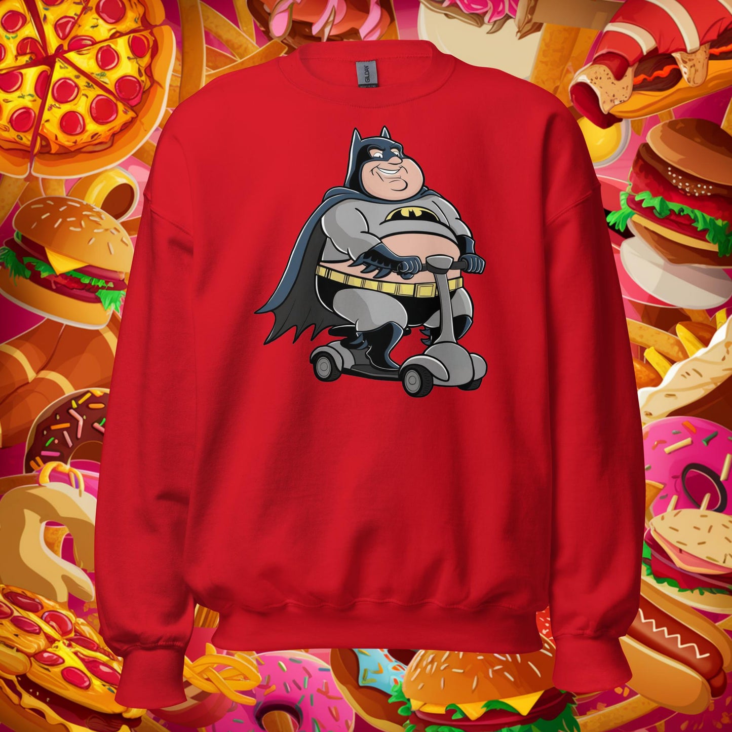 Fatman Fat Superhero Funny Unisex Sweatshirt Red Sweatshirts Batman Movies Superheroes Next Cult Brand