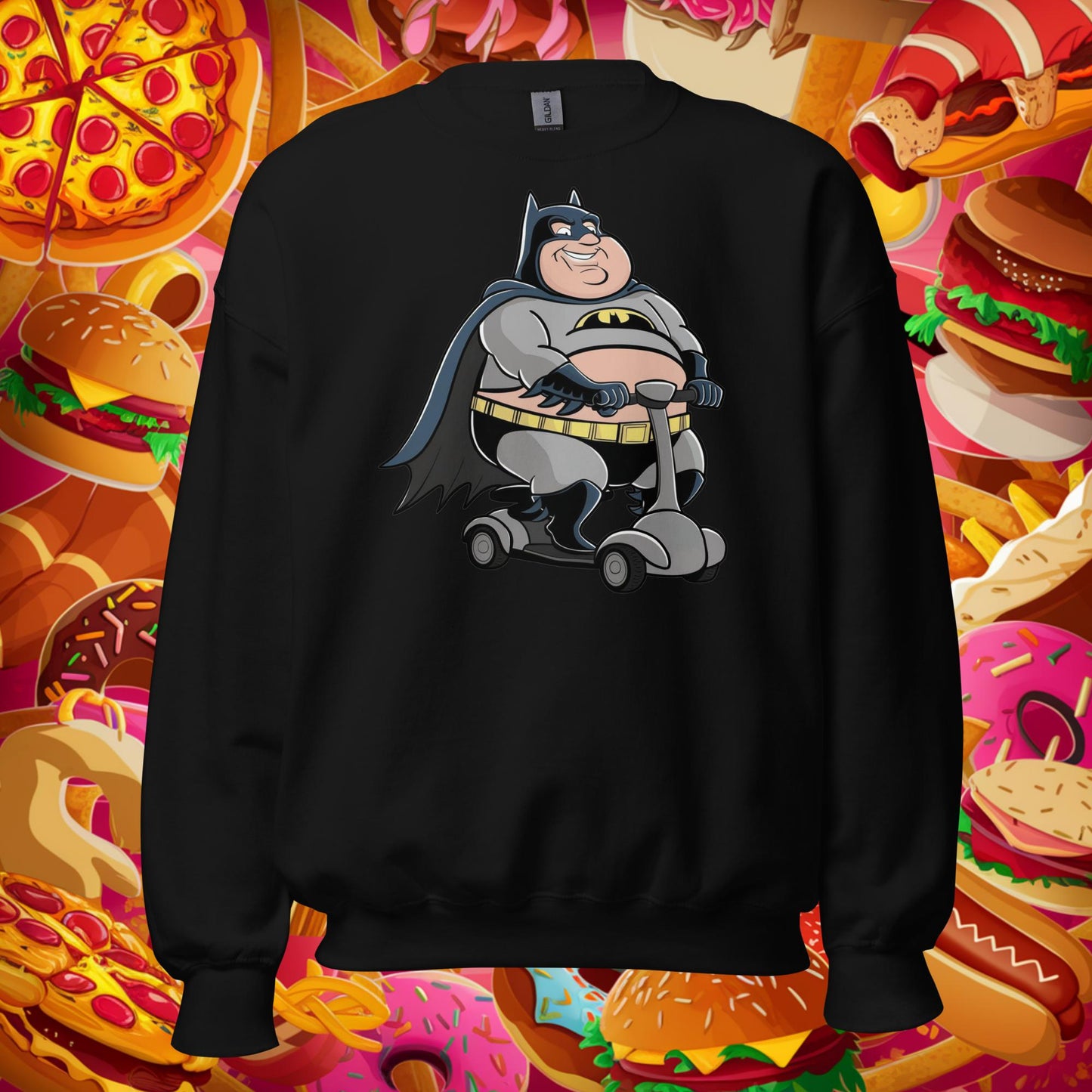 Fatman Fat Superhero Funny Unisex Sweatshirt Black Sweatshirts Batman Movies Superheroes Next Cult Brand
