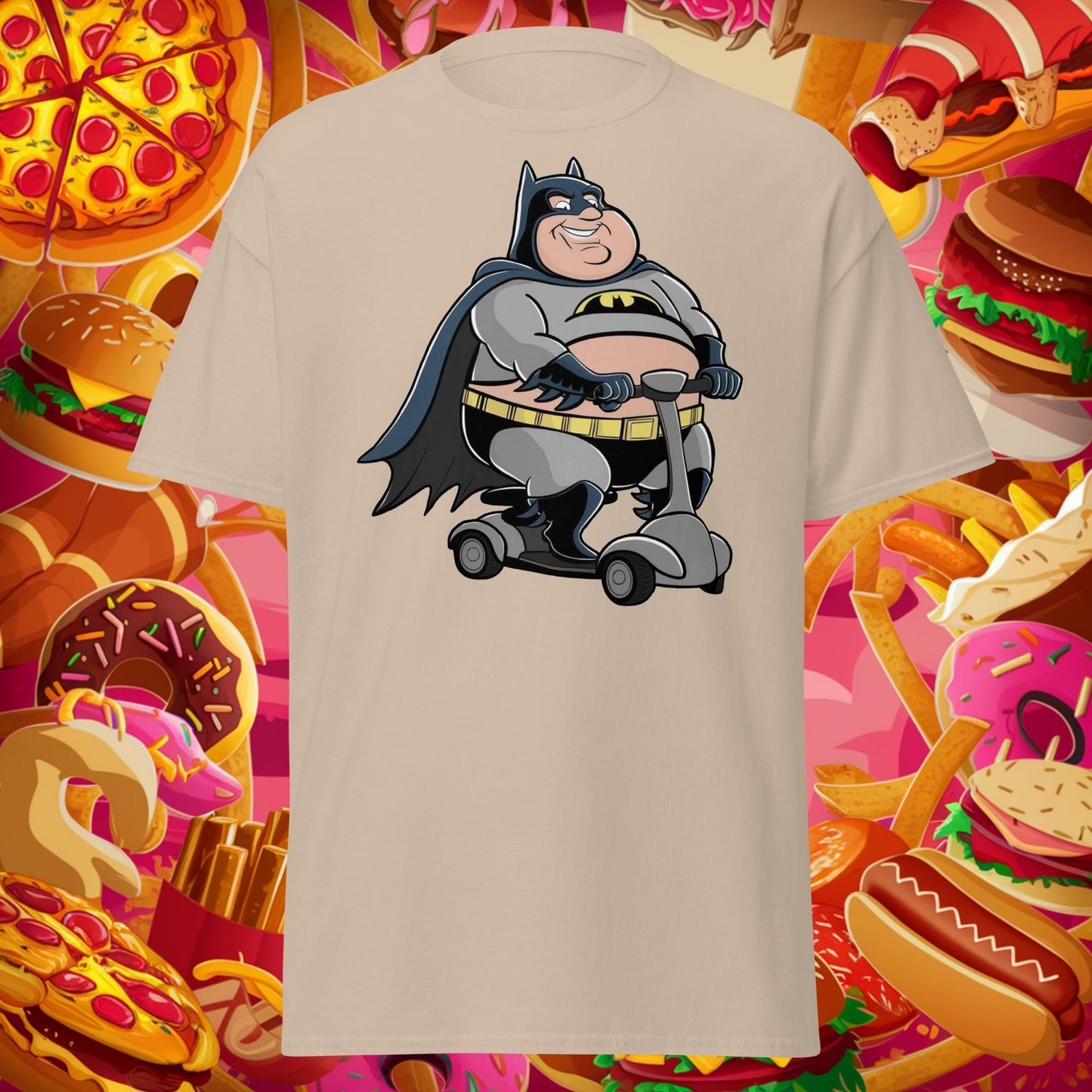 Fatman Fat Superhero Funny Unisex tee Sand T-shirts Batman Movies Superheroes Next Cult Brand